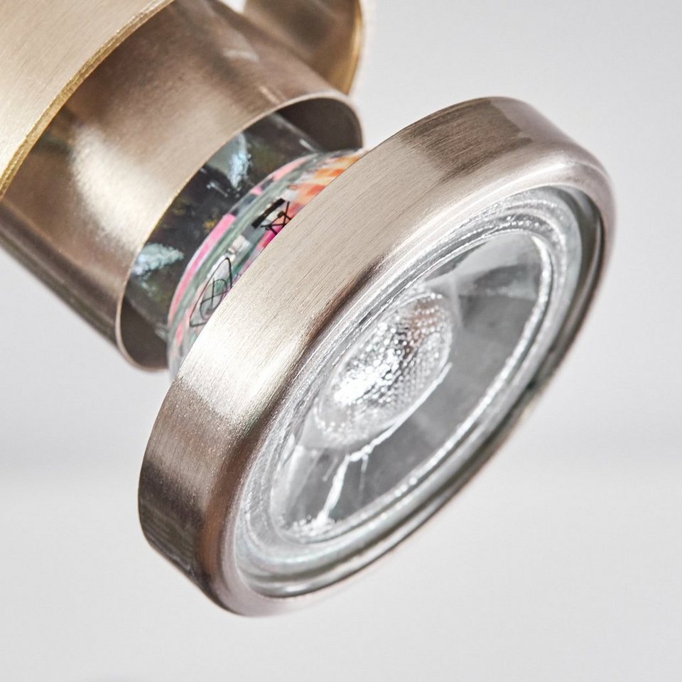 hofstein Deckenleuchte moderne Deckenlampe aus Metall in Nickel-matt, LED  wechselbar, 3000 Kelvin, mit verstellbaren Schirmen, 3 x GU10 LED (inkl),  240 Lumen