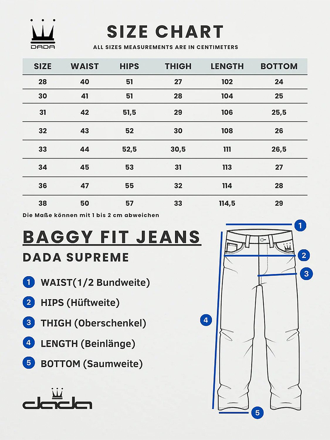 DADA Supreme Regular-fit-Jeans Mit DADA Logo-Stickerei und weitem für Herren Baumwolle bedruckt atmungsaktiv Reißverschluss modisch-Style