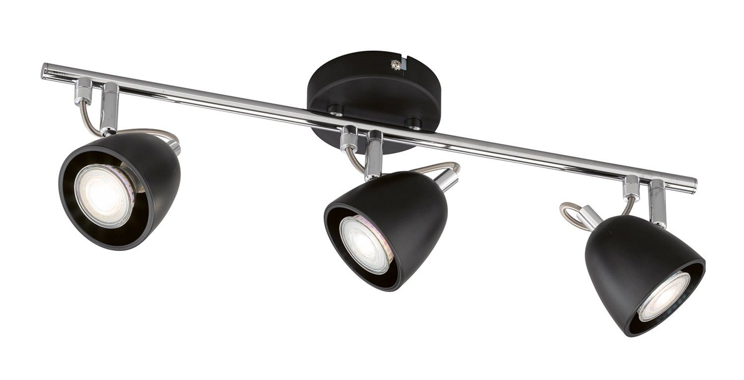 FH Lighting LED Deckenstrahler GEMMA, 3-flammig, Breite 50 cm, Chromfarben, LED wechselbar, Warmweiß, Schwarz, Metall