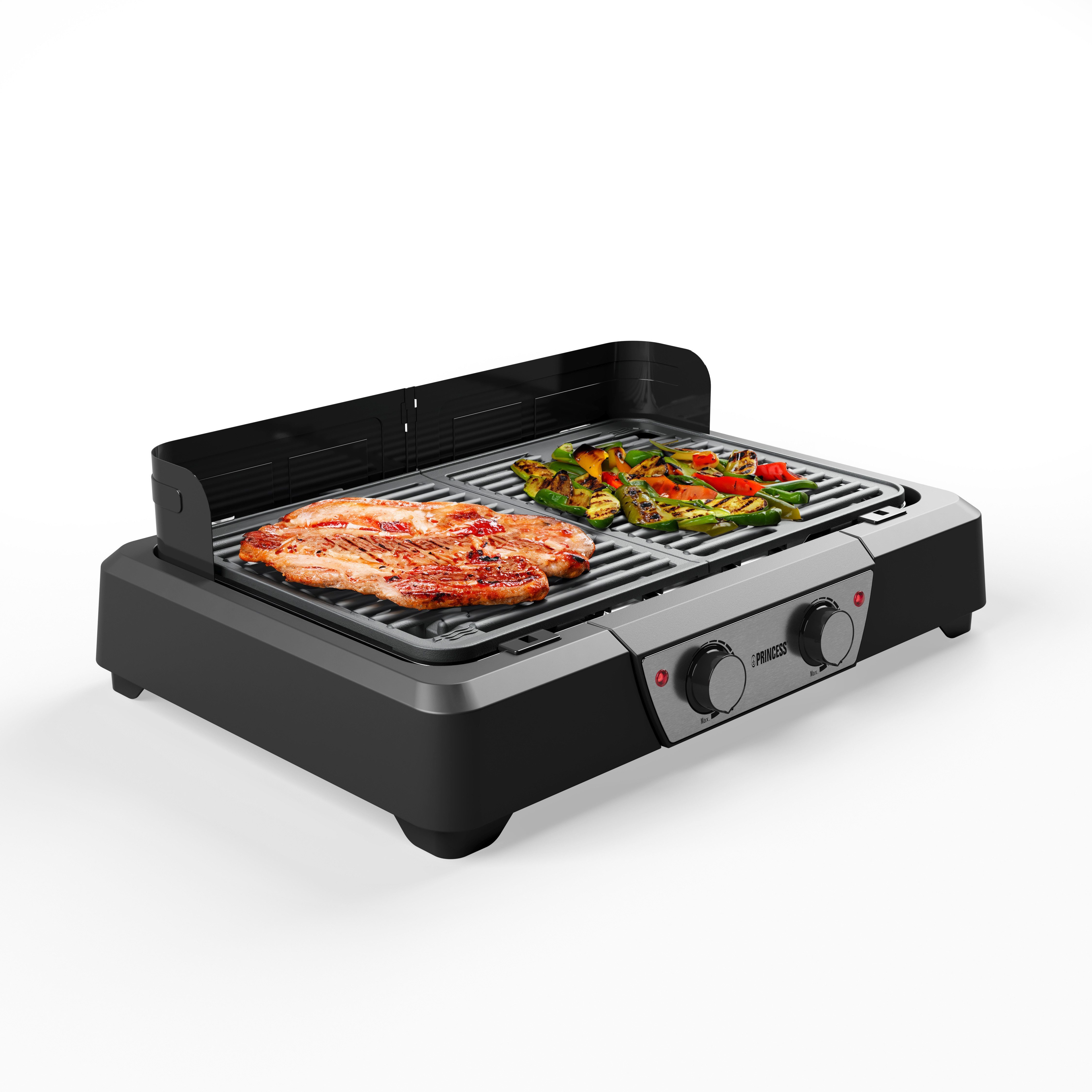 PRINCESS Elektrogrill Princess 112254 Elektrischer Grill und Tischgrill, 2000 W, 2 Heizzonen – 2000 W Leistung