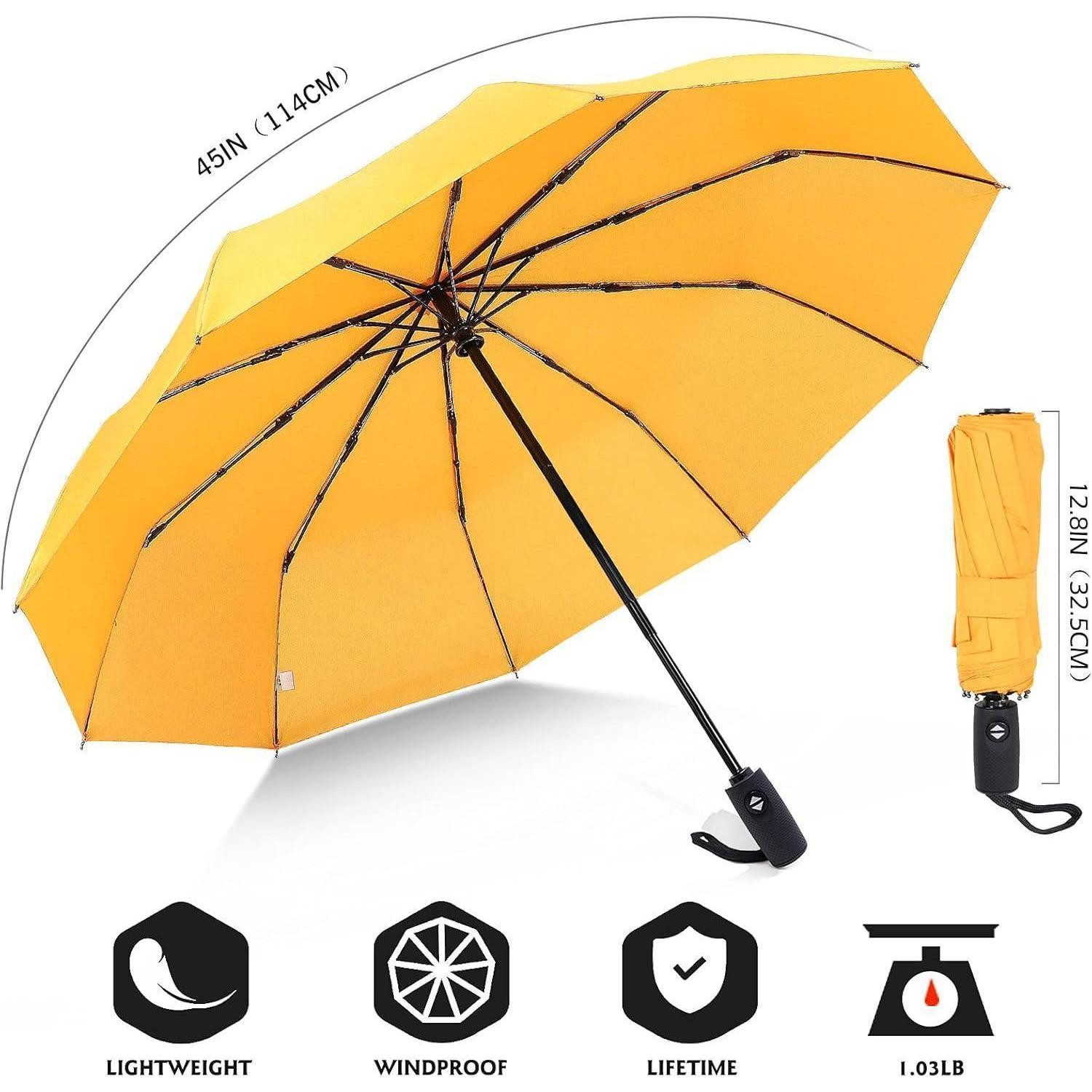LuxusKollektion Taschenregenschirm Regenschirm Taschenschirm Automatik Sturmfest Windfest Gelb (neu)