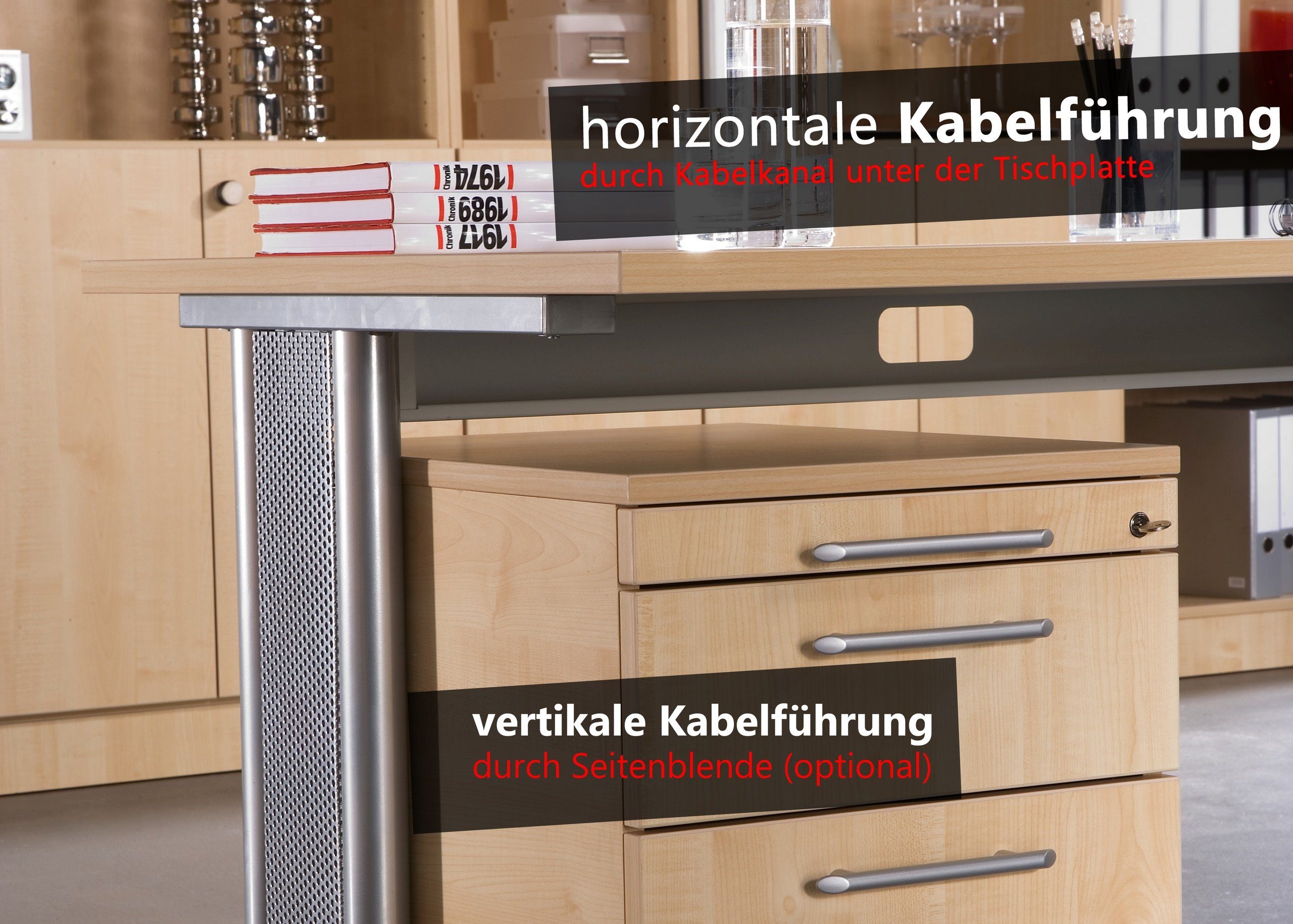 Schreibtisch 100 Weiß bümö - Schreibtisch Freiform: x Dekor: cm 180 Serie-N,