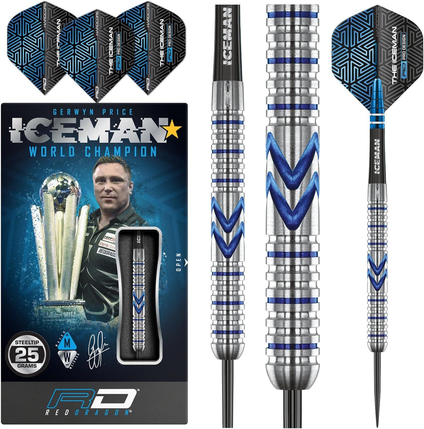 Dartpfeil RED DRAGON Gerwyn Price Iceman Midnight Edition 25 gr Steeltip Dart