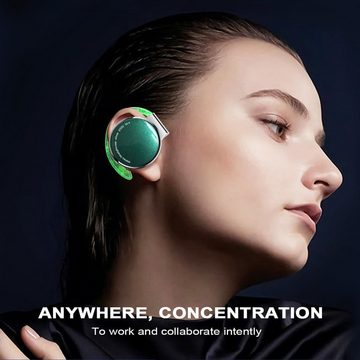 Micool Ear-Clip Bluetooth V5.3, Sport Kabelloser In-Ear-Kopfhörer (bust und langlebig: Spritzwassergeschütztes Material für alle Wetterbedingungen, mit Atemlicht, Headset mit 4-Mikrofon, Comfort Fit Ohrhaken)
