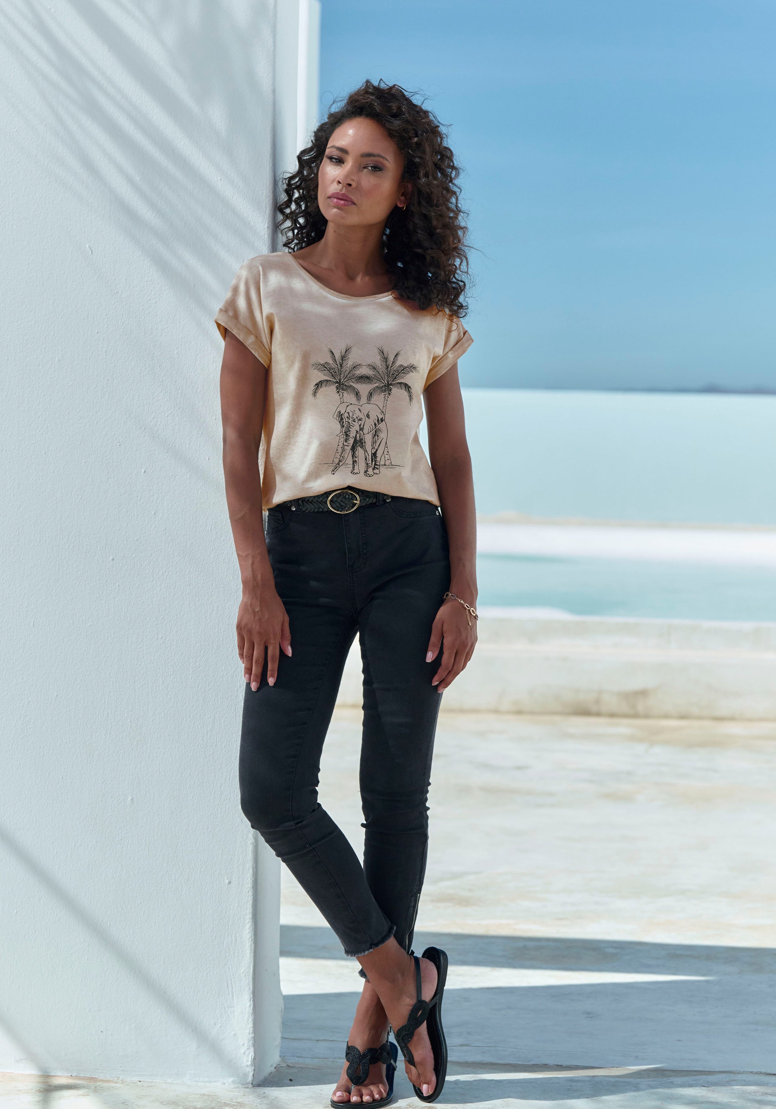Vivance T-Shirt mit modischem Frontdruck aus weicher Baumwoll-Qualität