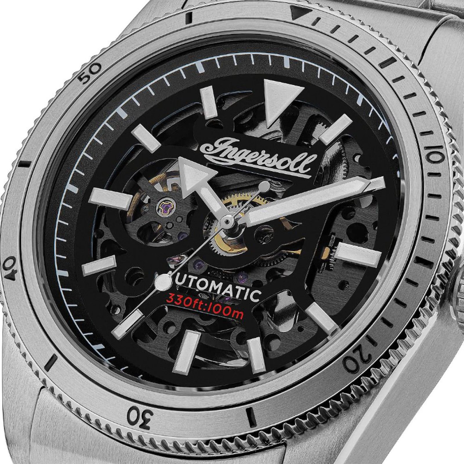 Ingersoll Automatikuhr Ingersoll Herrenuhr Leder braun, (Analoguhr), Herren Armbanduhr rund, Lederarmband braun, Fashion