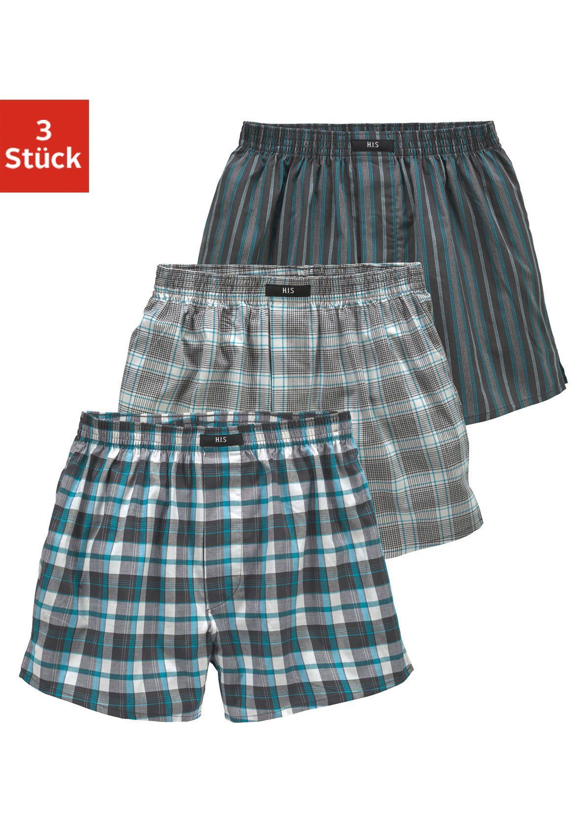 H.I.S Webboxer Packung, 3 Stk. tlg., bequeme Passform mit trendigen Karo- o günstig online kaufen