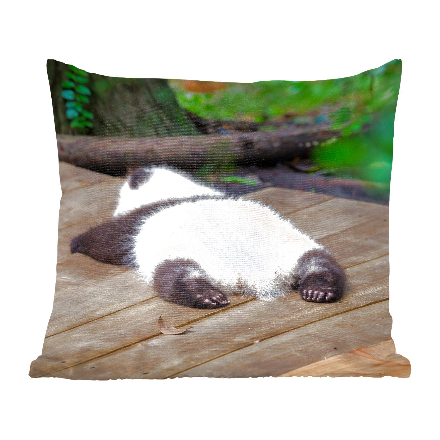 MuchoWow Dekokissen Tier - Panda - Schlafend, Zierkissen mit Füllung für Wohzimmer, Schlafzimmer, Deko, Sofakissen