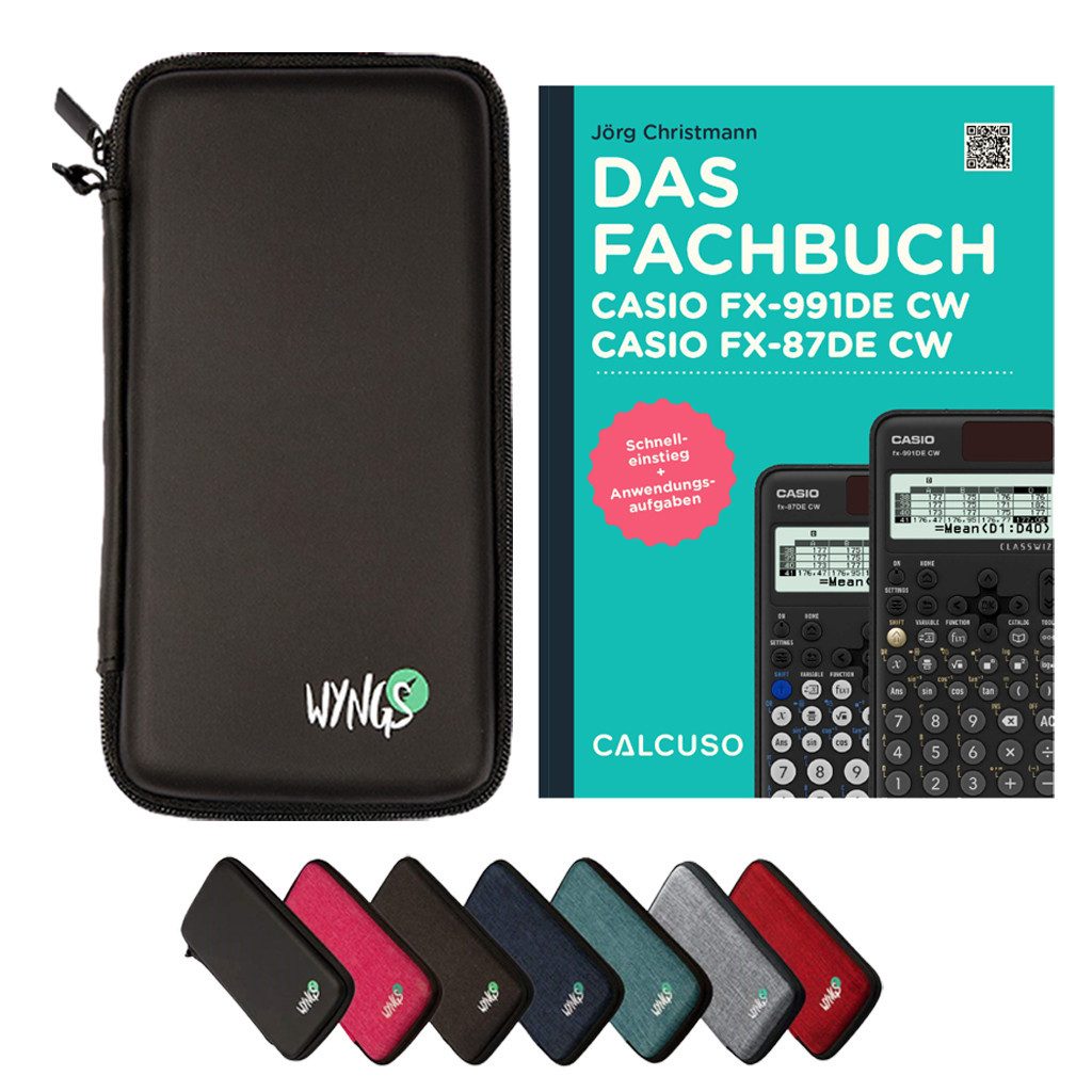 CALCUSO Taschenrechner Zubehör zum Casio fx-87DE CW - Fachbuch & Schutztasche Schwarz