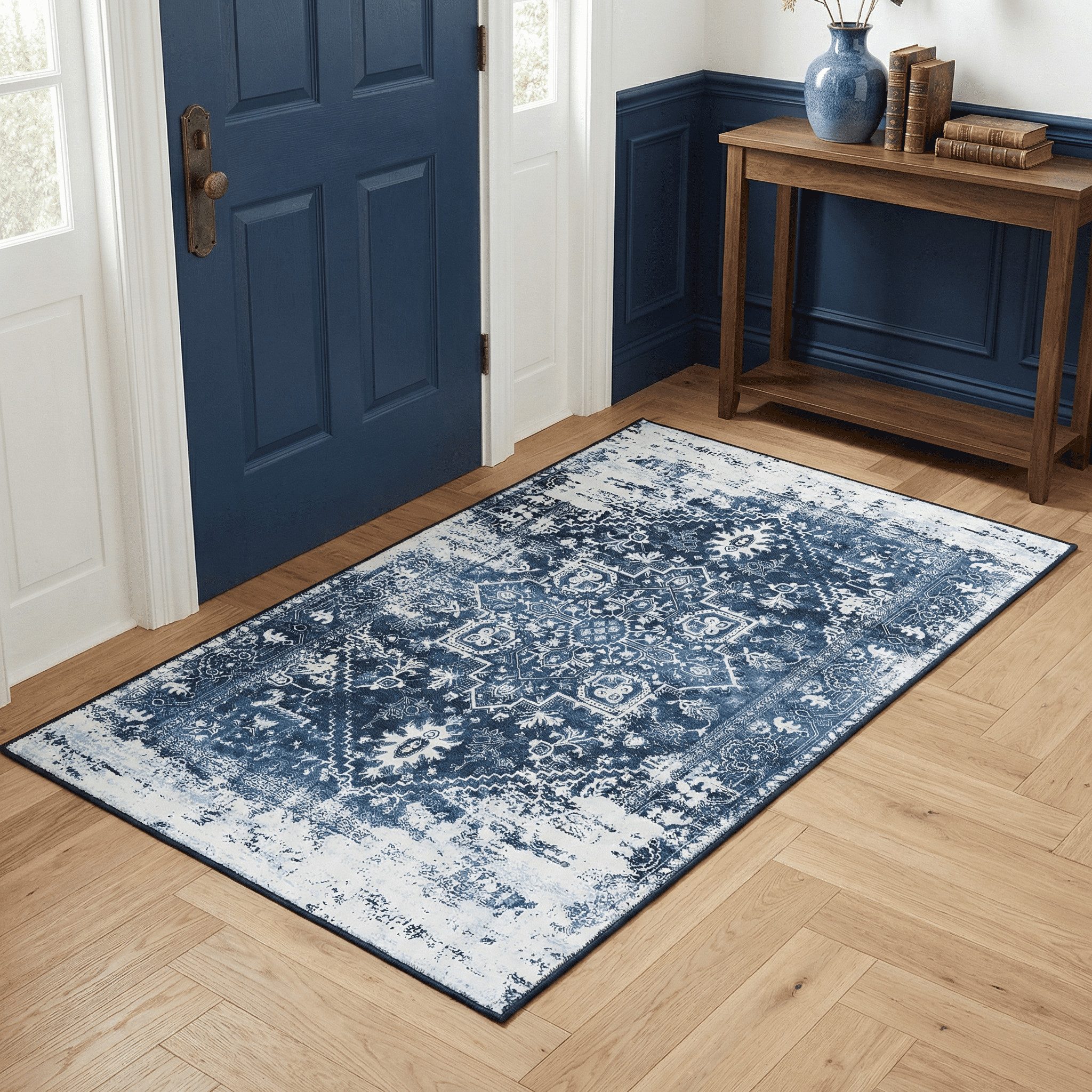 GarveeMore Teppich AntikOrnament, rechteckig, Höhe: 5 mm, Gedruckter Used-Look mit abstrakt verwaschenen Orientmustern