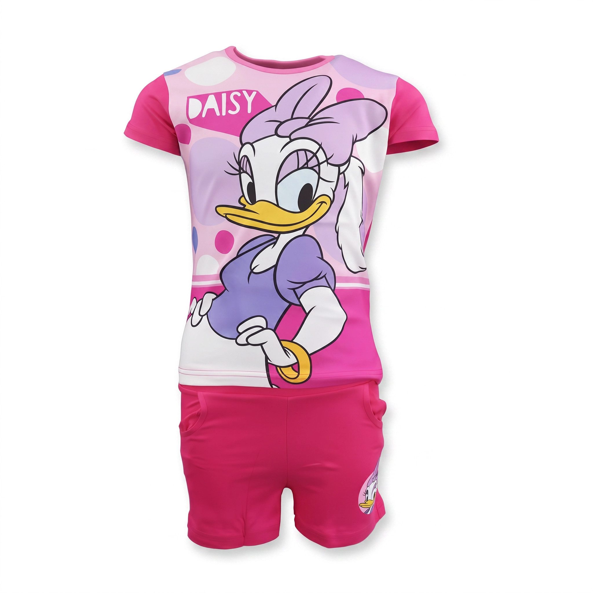 Disney Schlafanzug Disney Daisy Duck Kinder Mädchen Sommerset Shorts plus T-Shirt 110-12 100% Baumwolle