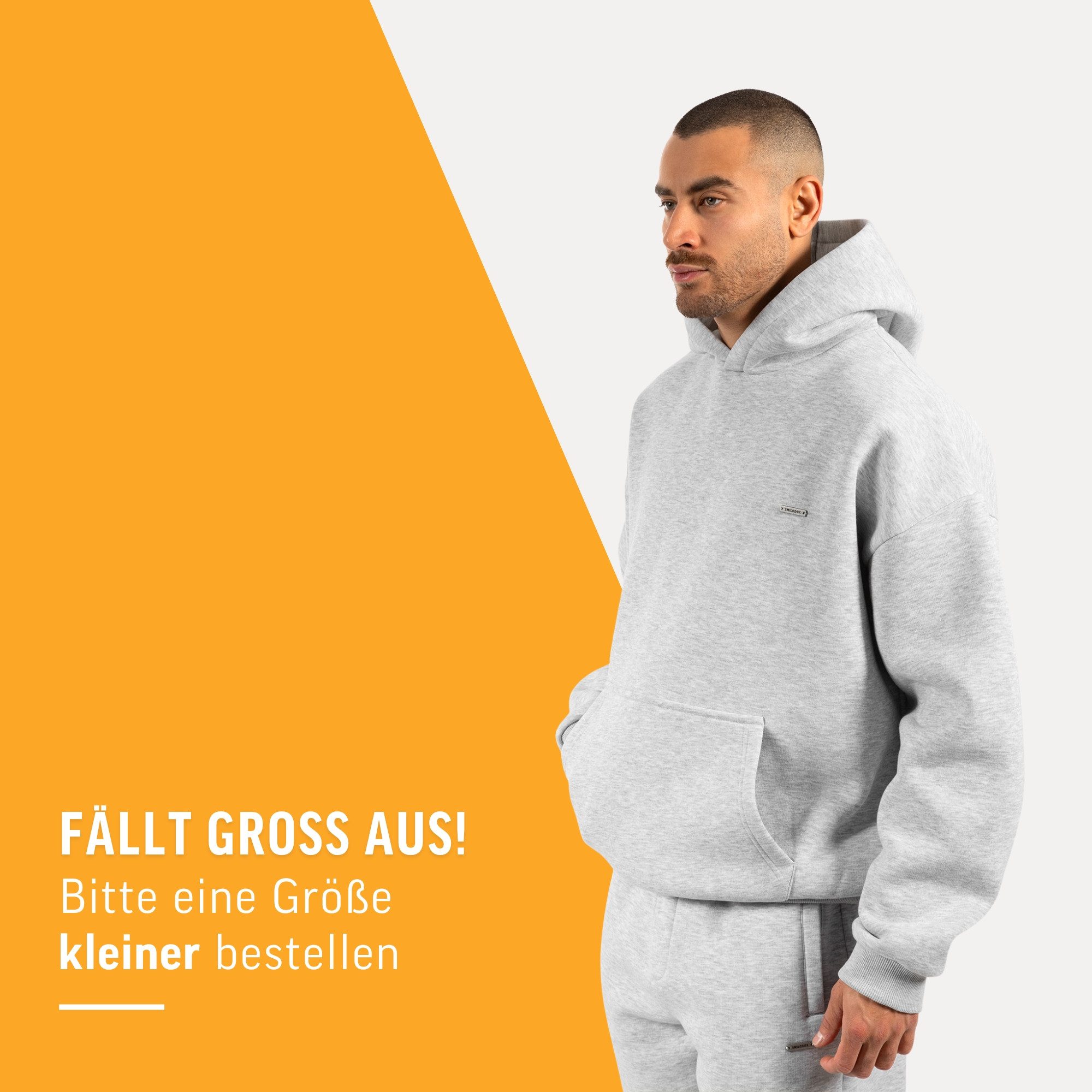 Smilodox Hoodie Dawson, Hochwertiger Kapuzenpullover im Oversize Fit, Sweatshirt Sweater Lässig Kängerutasche Metallabel hoher Baumwollanteil