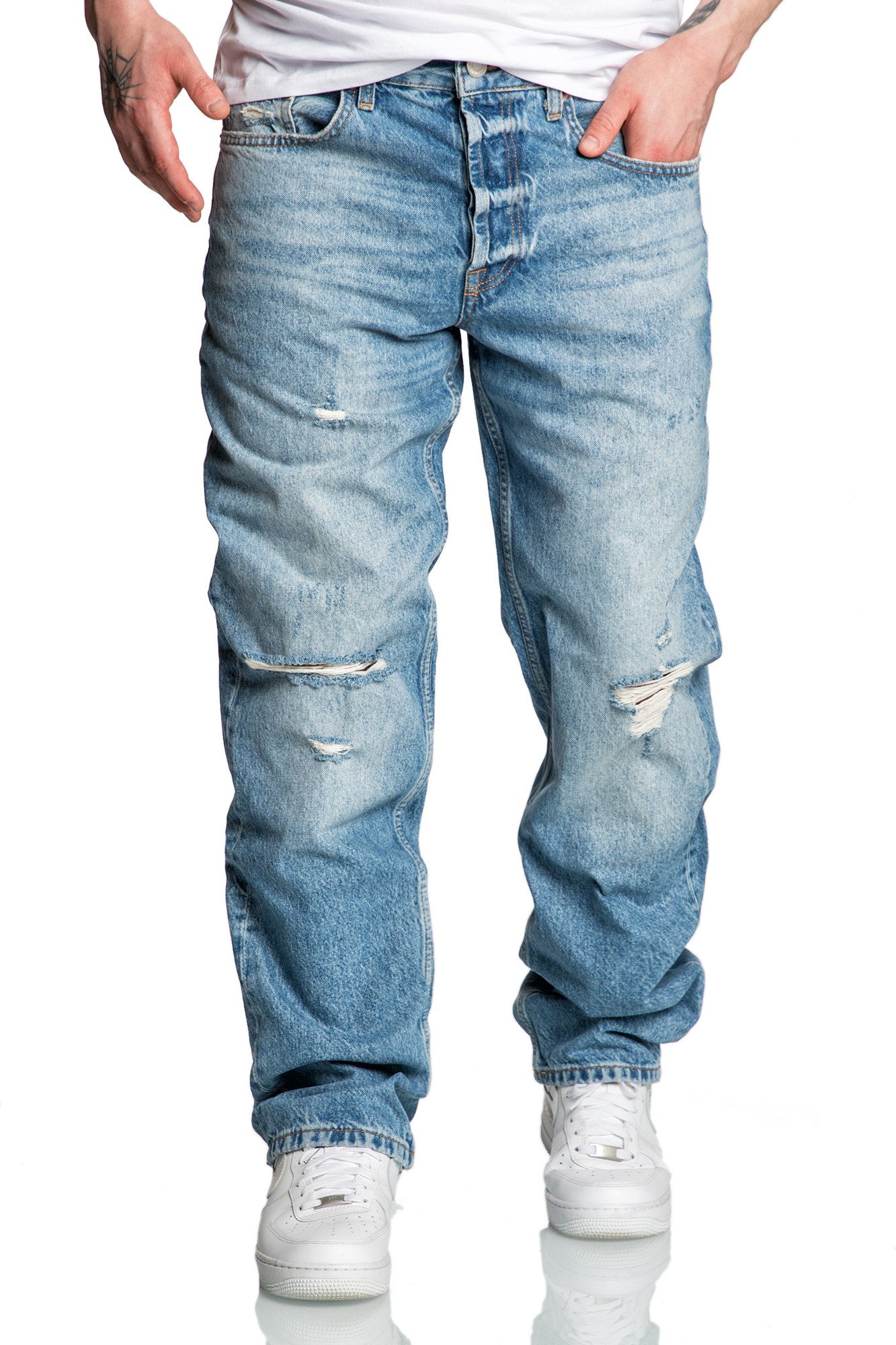 REPUBLIX Loose-fit-Jeans EZRA Herren 90s Destroyed Denim Jeans Hose Straigh günstig online kaufen