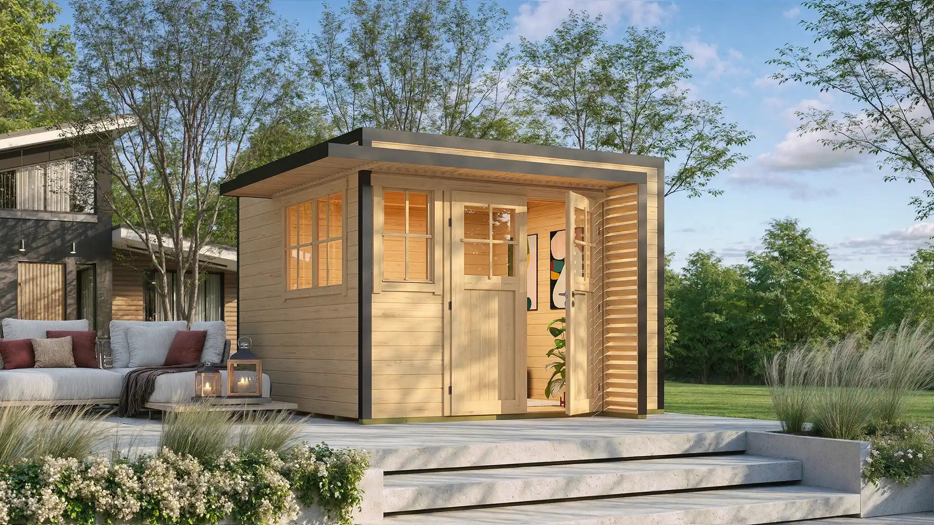 weka Gartenhaus Amberley, BxT: 350x350 cm, verschiedene Farben