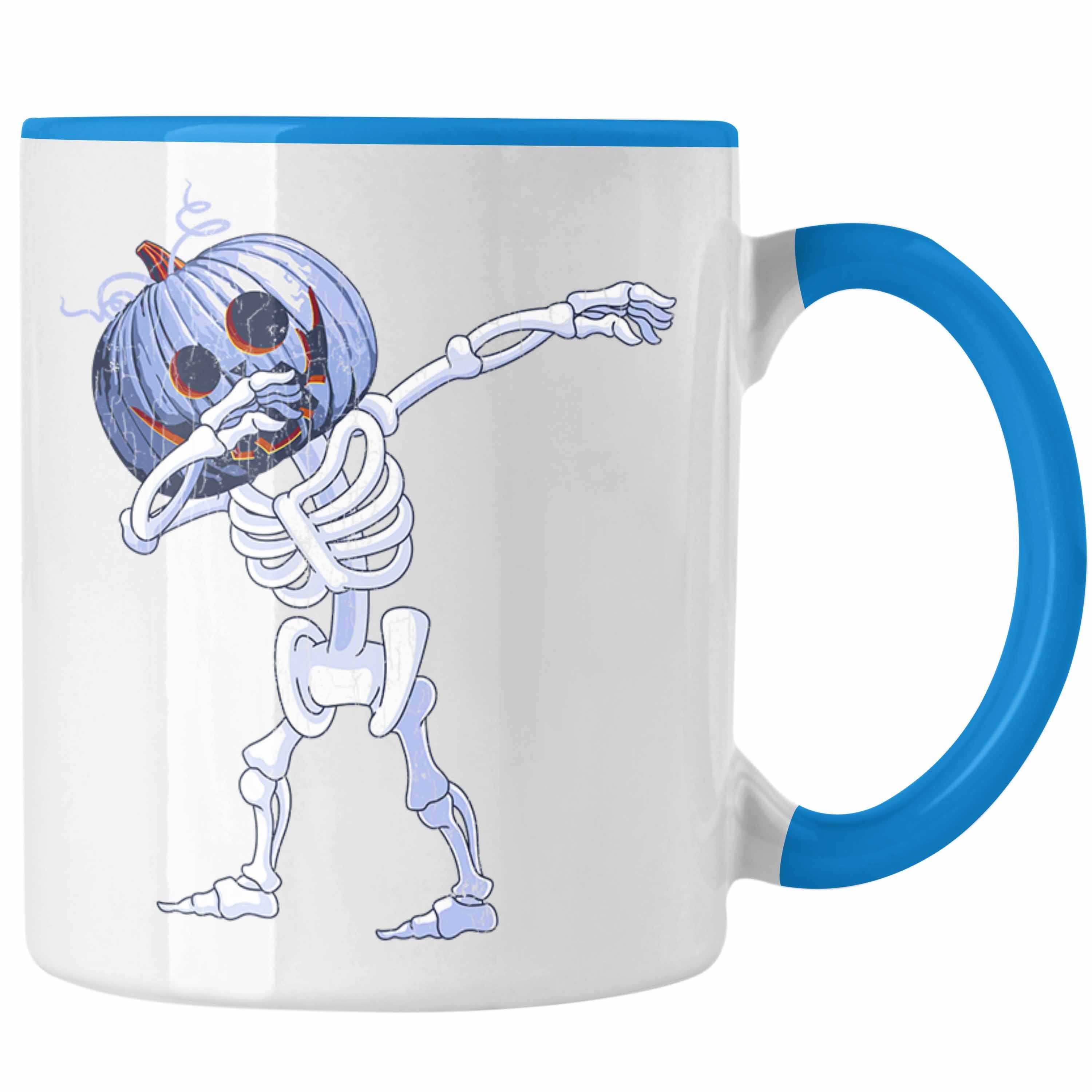 Trendation Tasse Halloween Tasse Kürbis Dekoration Becher Dabbing Skelet Blau | Teetassen