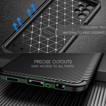 Nalia Smartphone-Hülle Samsung Galaxy A13, Carbon Look Hülle / Matt Schwarz / Silikon Case / Anti-Fingerabdruck