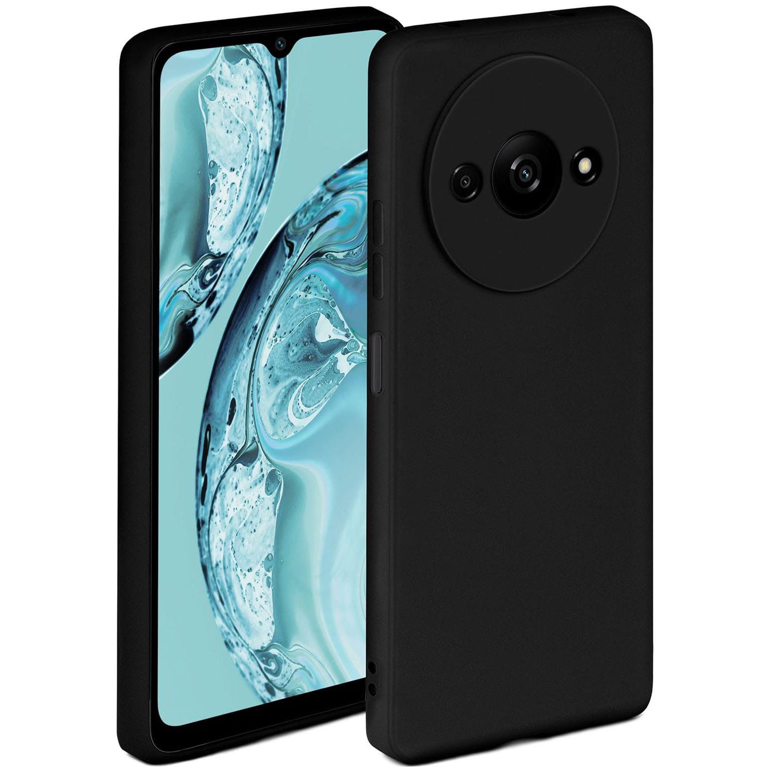 ONEFLOW Handyhülle für Redmi A3 Hülle Silikon Soft Case Schwarz 6,71 Zoll, Silikonhülle Cover Dünn Handytasche TPU Schutzhülle mit Kameraschutz