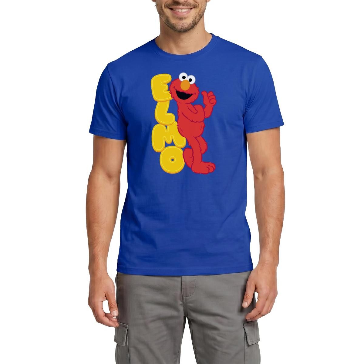 T-Shirt Sesamstraße Elmo Mit Schriftzug Männer T-Shirt