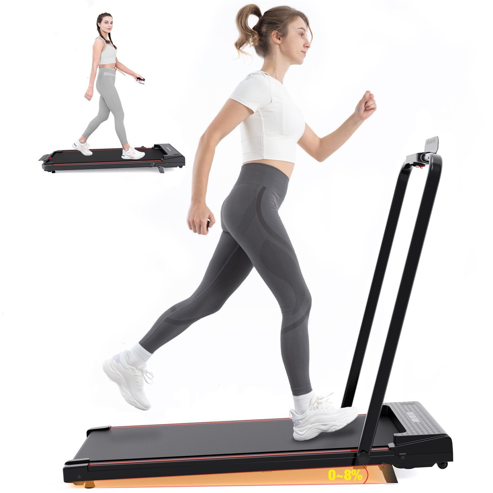 CITYSPORTS Laufband Laufbander 440/1200W motor, Walking/Jogging Pad,Max 6/12/10km/h (Mit Toolkit, Schmiermittel), integrierte transportrollen, mini-Laufband für Büro und Zuhause
