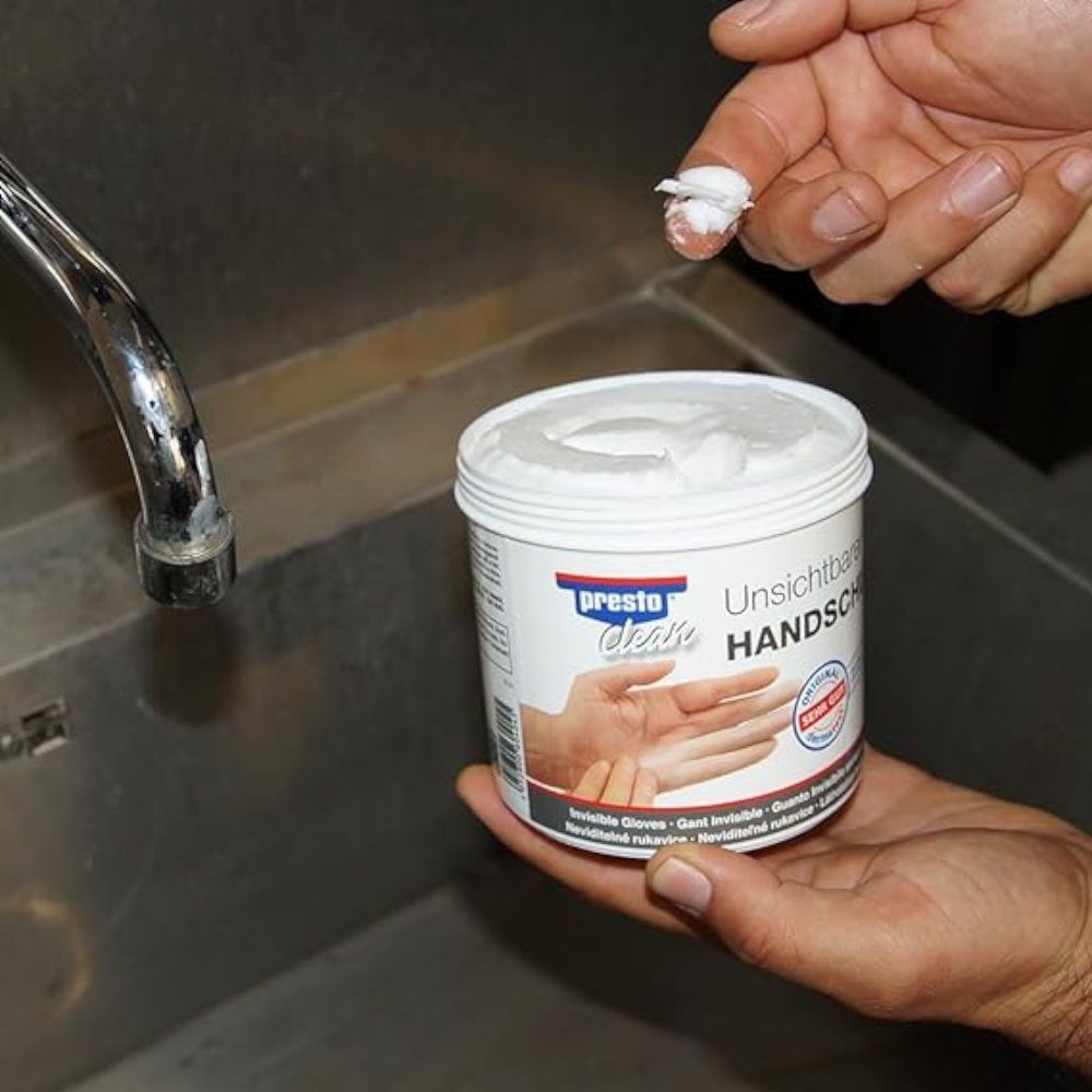 Lack Bitumen unsichtbarer Handschuh Handcreme Schutzpaste Graphit vor Teer Ruß Presto