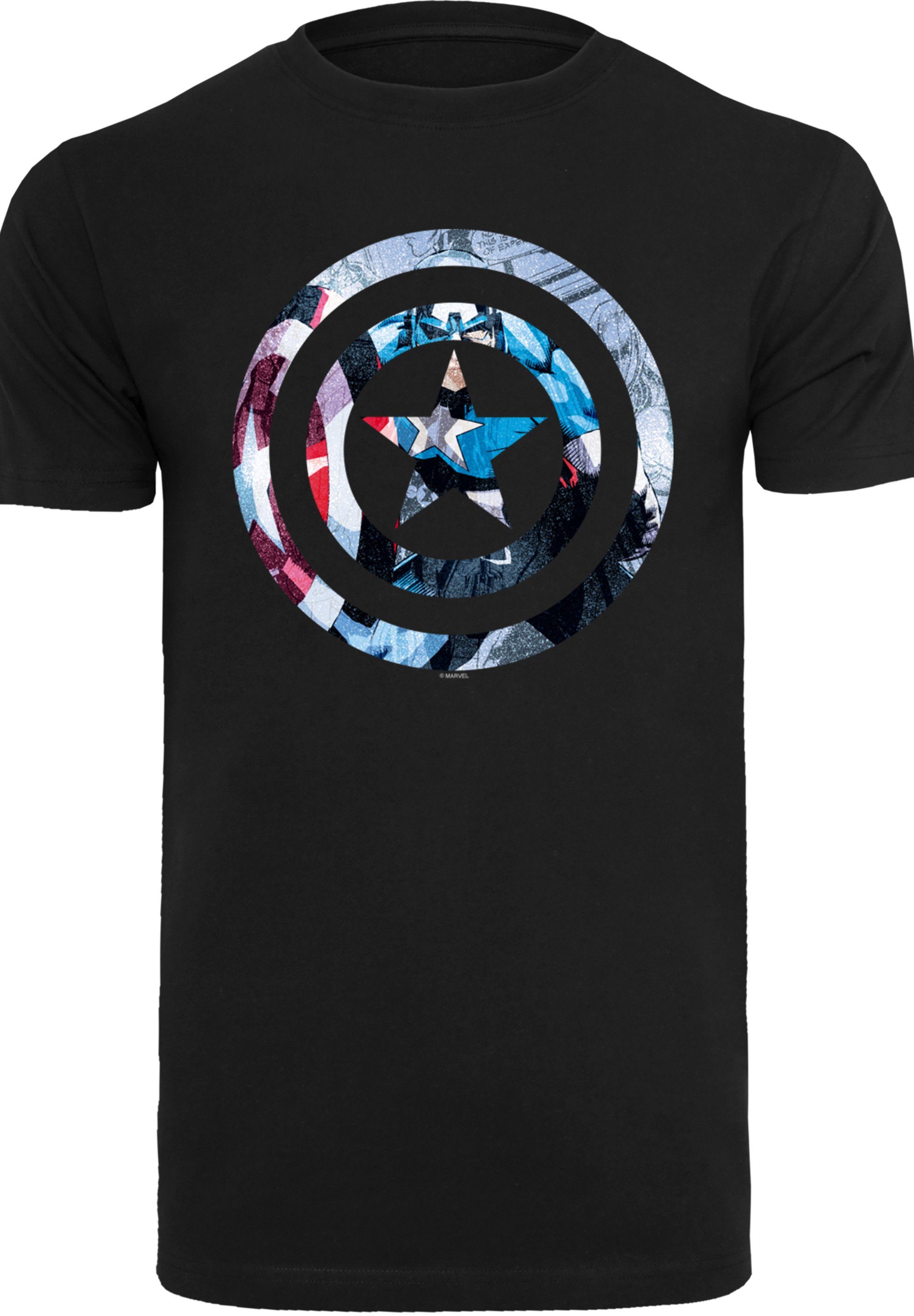 F4NT4STIC T-Shirt Marvel Superhelden Avengers schwarz Print Symbol Merch,Regular-Fit,Basic,Logo Herren,Premium Montage Captain America