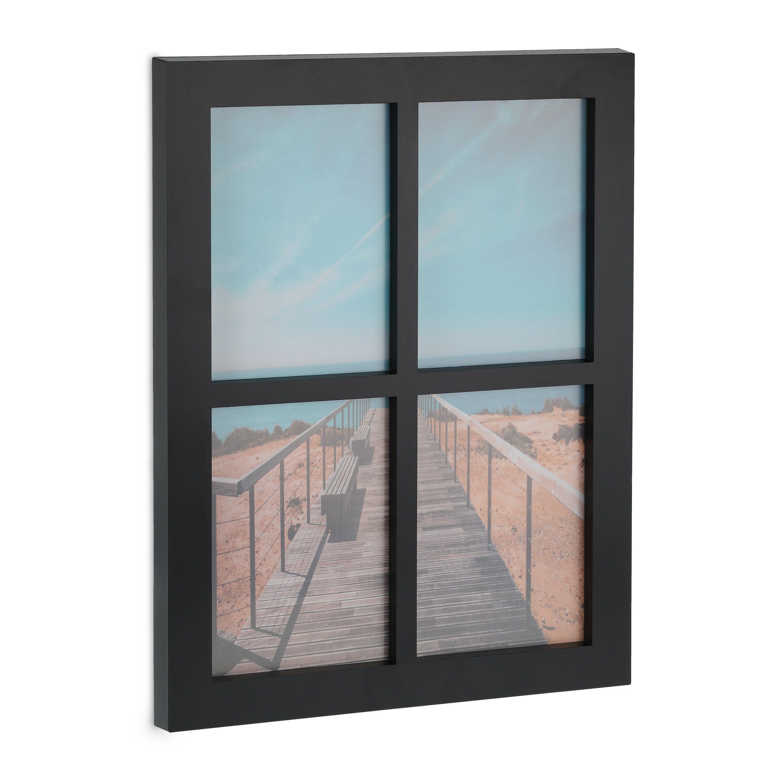 relaxdays Bilderrahmen Collage Bilderrahmen 4 Bilder Collage, schwarz günstig online kaufen