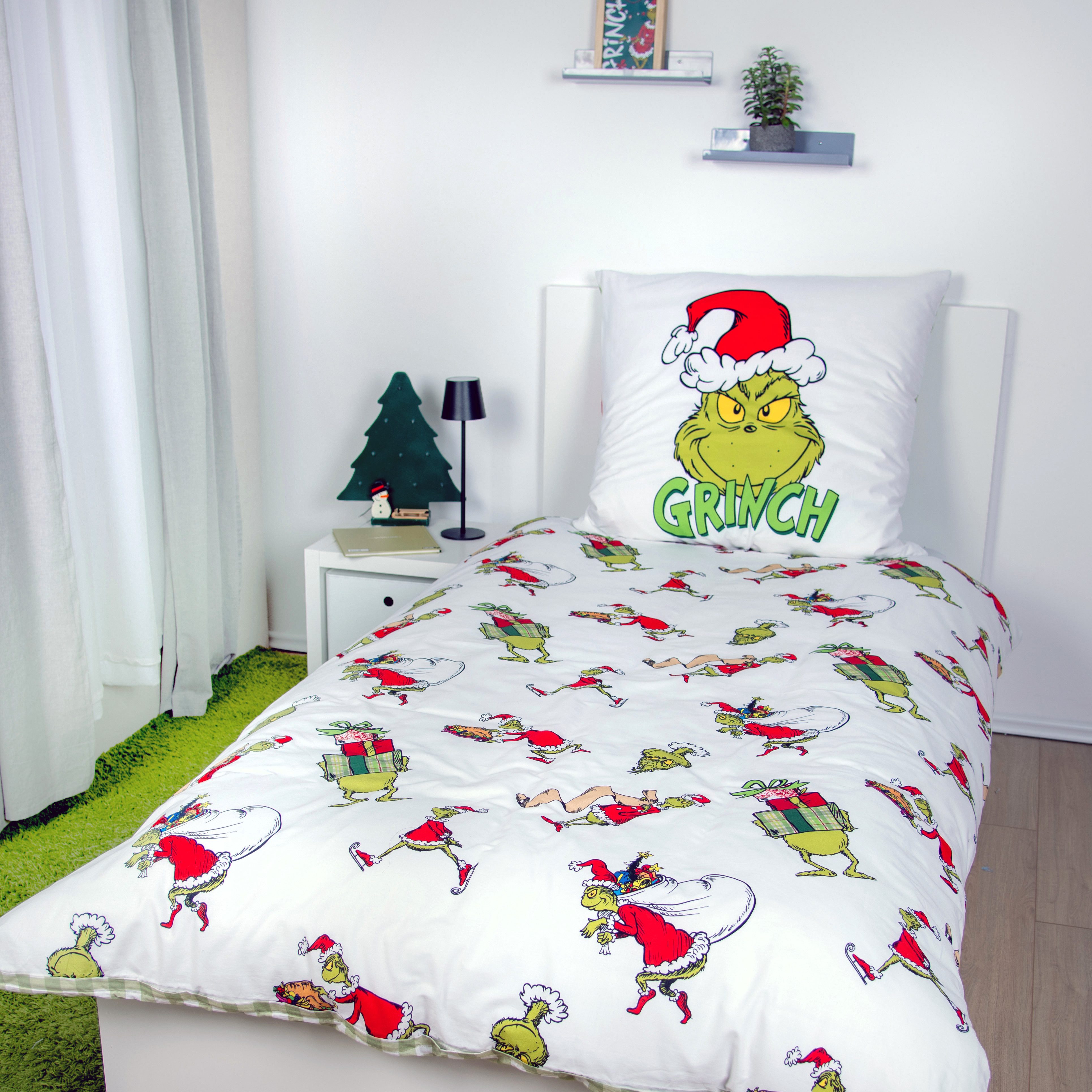 The Grinch Wendebettwäsche Grinch, Renforcé, 2 teilig, mit niedlichem Allover-Motiv