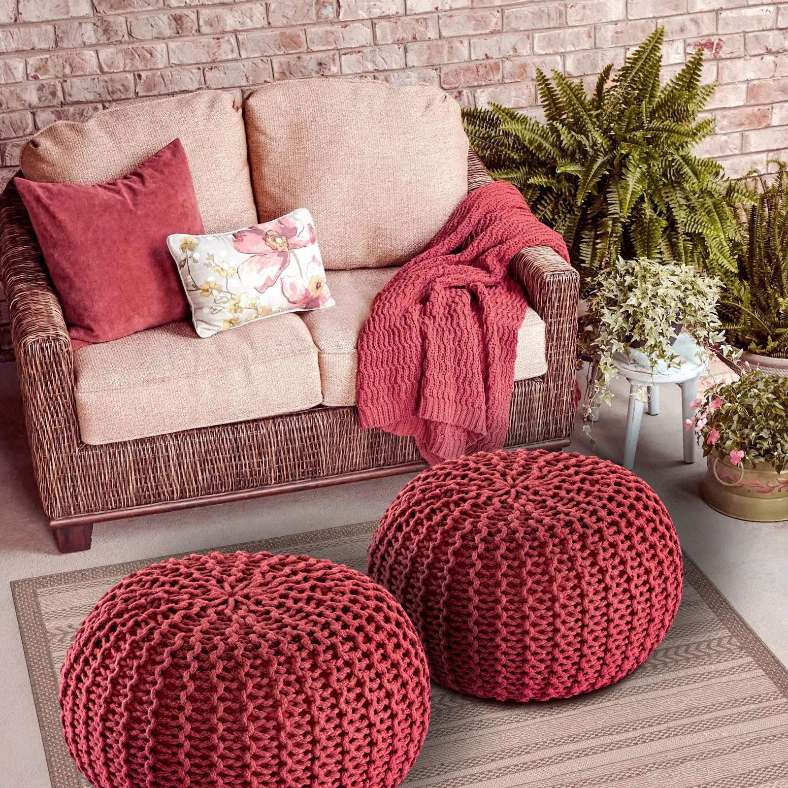 Amagohome Gartenlounge-Hocker Pouf Outdoor ø 55 günstig online kaufen