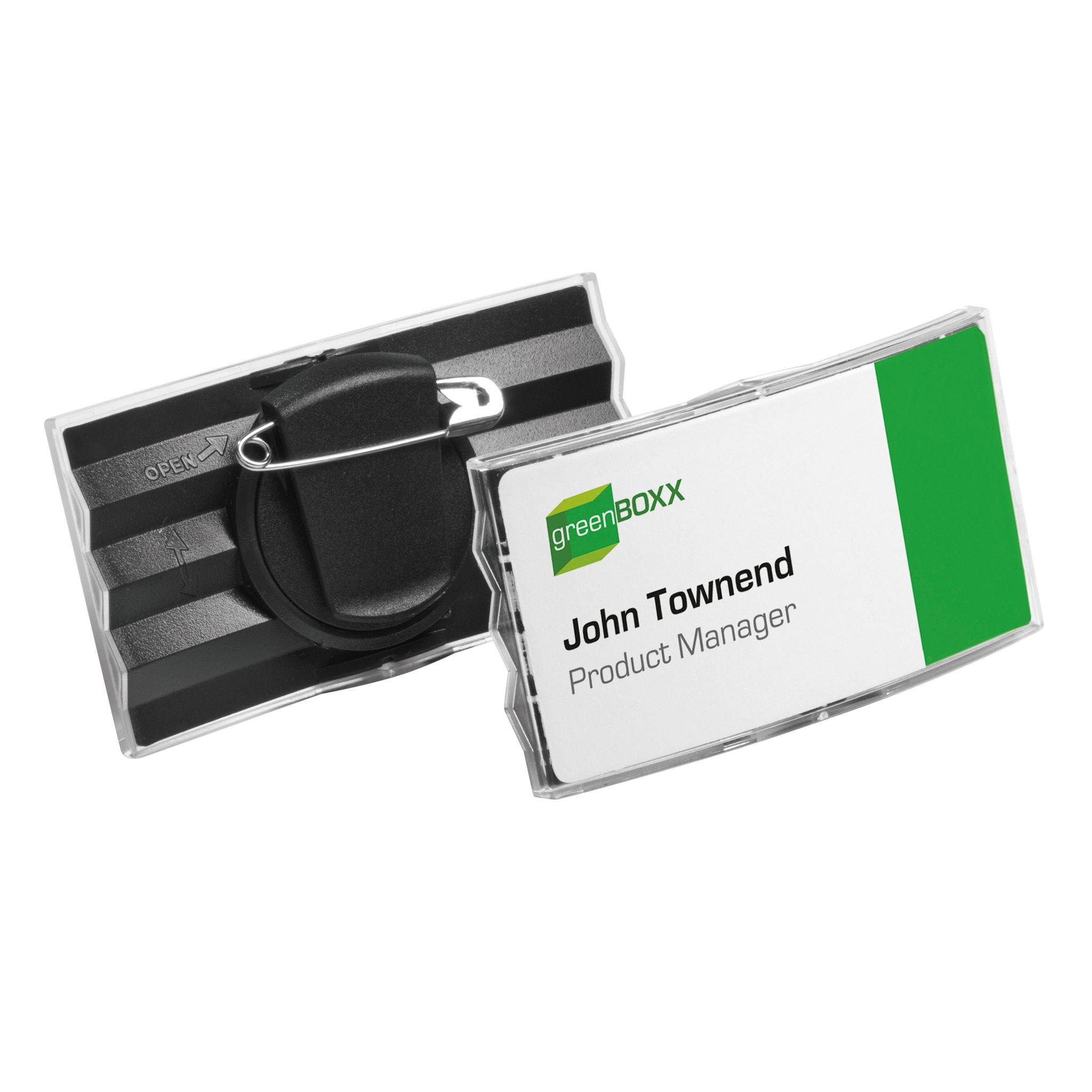 Etikett Durable Namensschild 40x75mm d gr 25St konvexmit drehbarem Clip