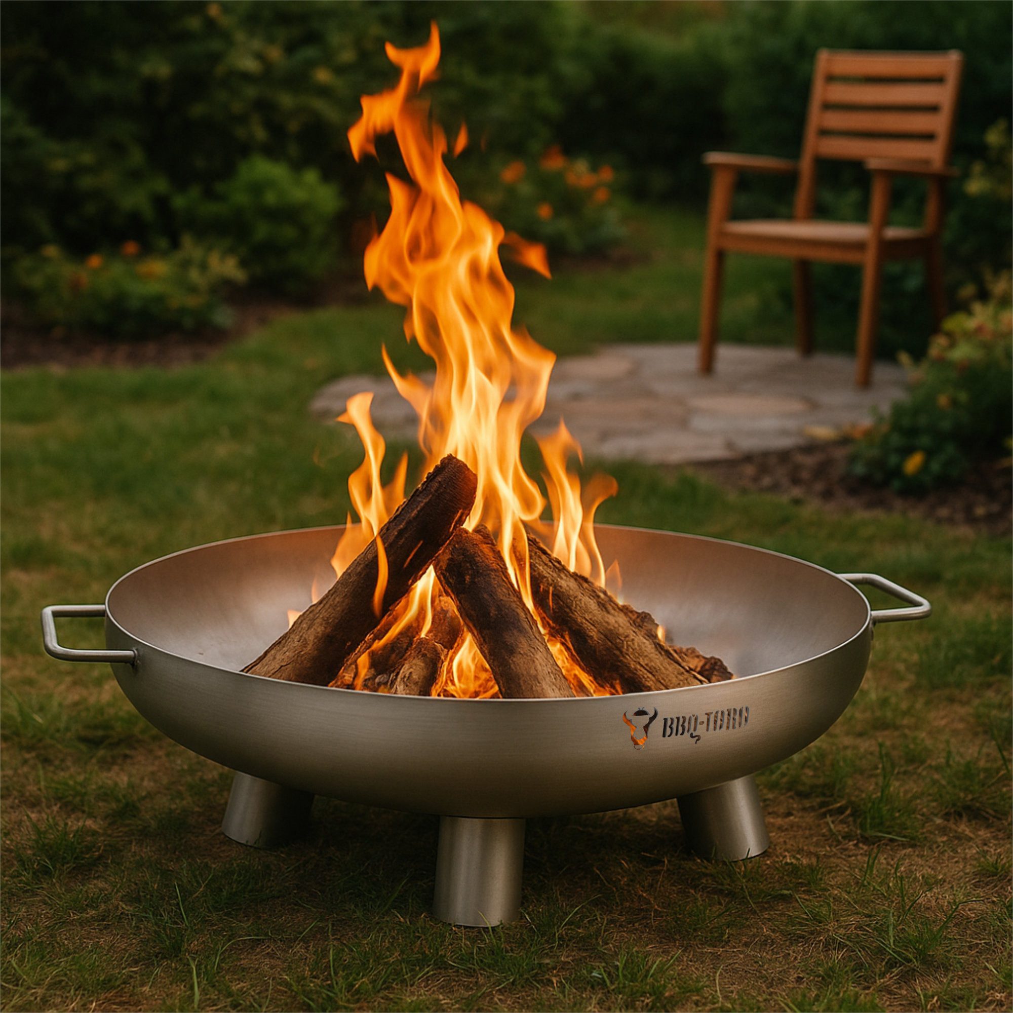 BBQ-Toro Feuerschale Edelstahl Feuerschale Ø 60 cm, Silber, Outdoor Dreibei günstig online kaufen