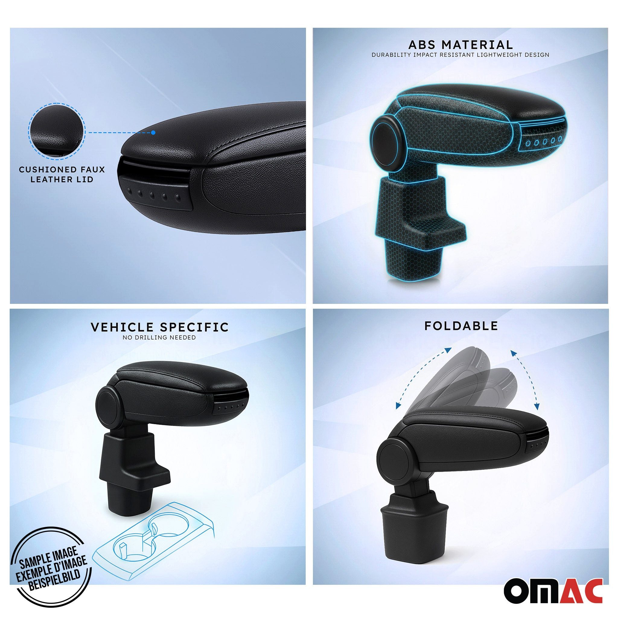 OMAC Armlehne Mittelarmlehne für Dacia Duster 2 2018-2024 PU-Leder ABS Schwarz, Langlebig,Multifunktional,Einfache Installation