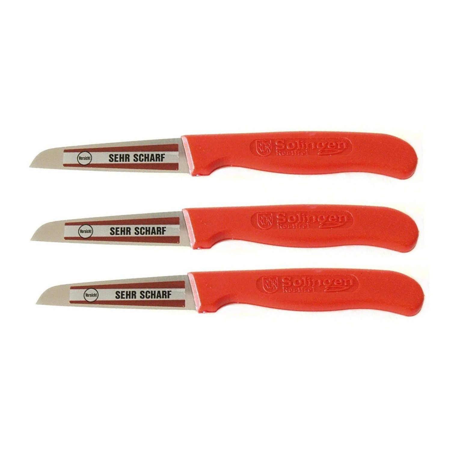 Neustanlo Gemüsemesser 3-teiliges Schälmesser Set, ideal für Kartoffeln & Gemüse, Rot, präzises Küchenwerkzeug, langlebig & scharf
