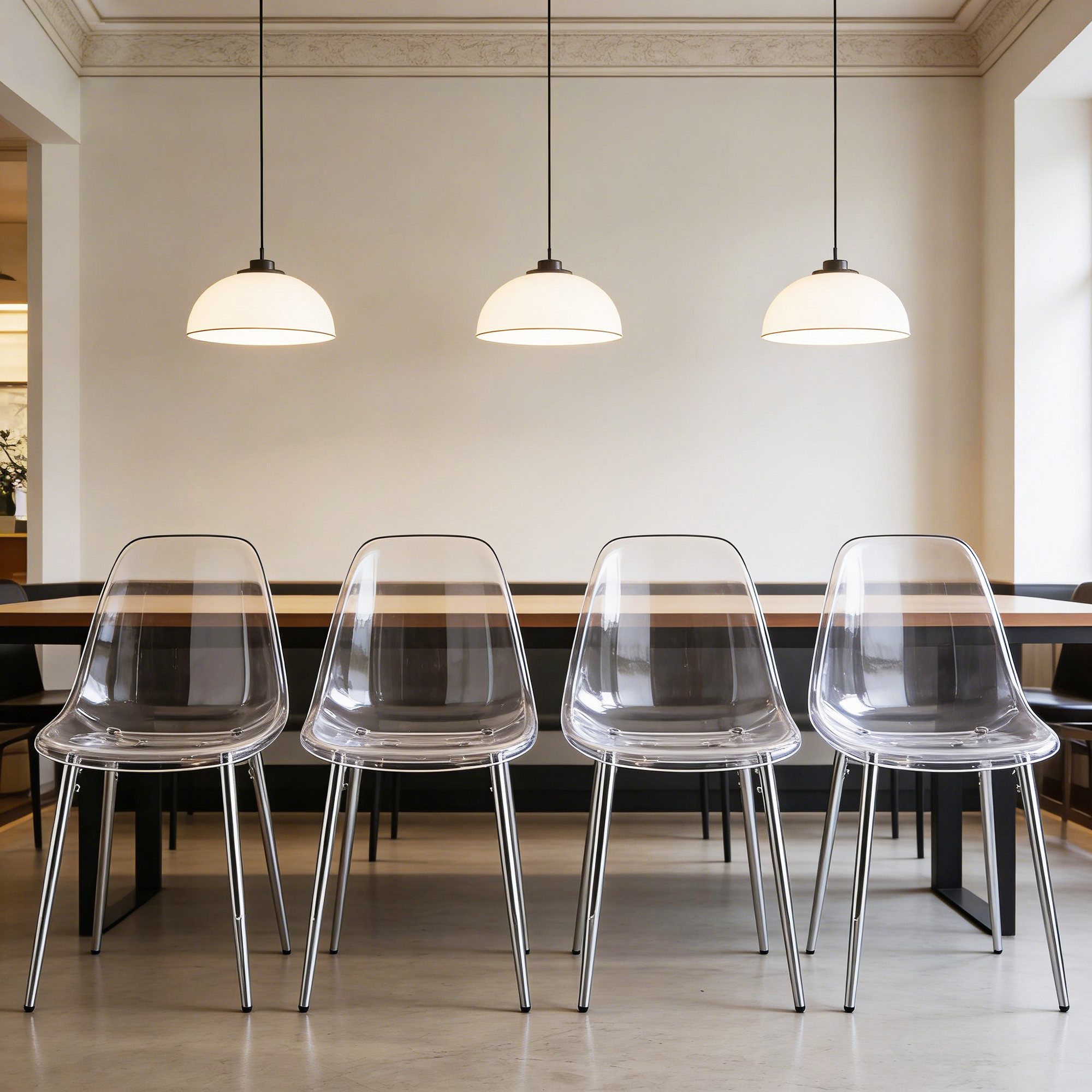 Celya Esszimmerstuhl 4st Transparent, PET Sitz (Ideal als Esszimmerstuhl, Schreibtischstuhl oder Schminkstuhl), Geeignet für Restaurants, Homeoffices und Wohnzimmer