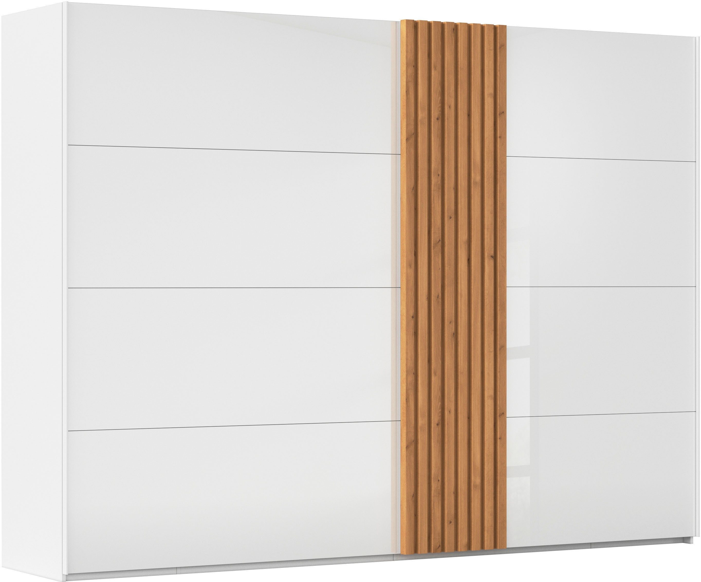 rauch Schwebetürenschrank Kleiderschrank Schrank Garderobe Wäscheschrank TEGIO mit hochwertigen Holzdekoraufleistung und Glasfront MADE IN GERMANY