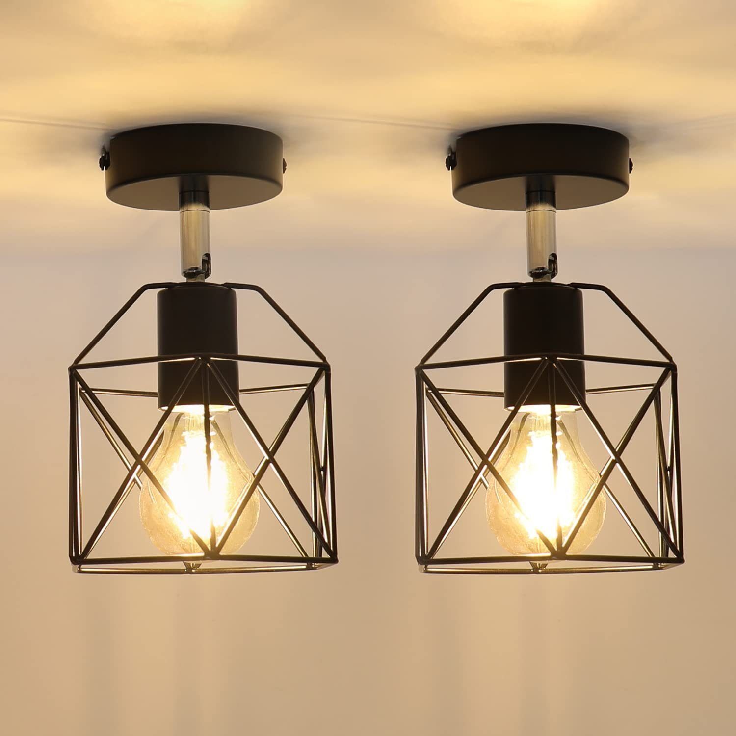 LED Deckenlampe aus E27 Metall Schwarz, ZMH Retro Deckenleuchte Vintage in wechselbar, Deckenlampe