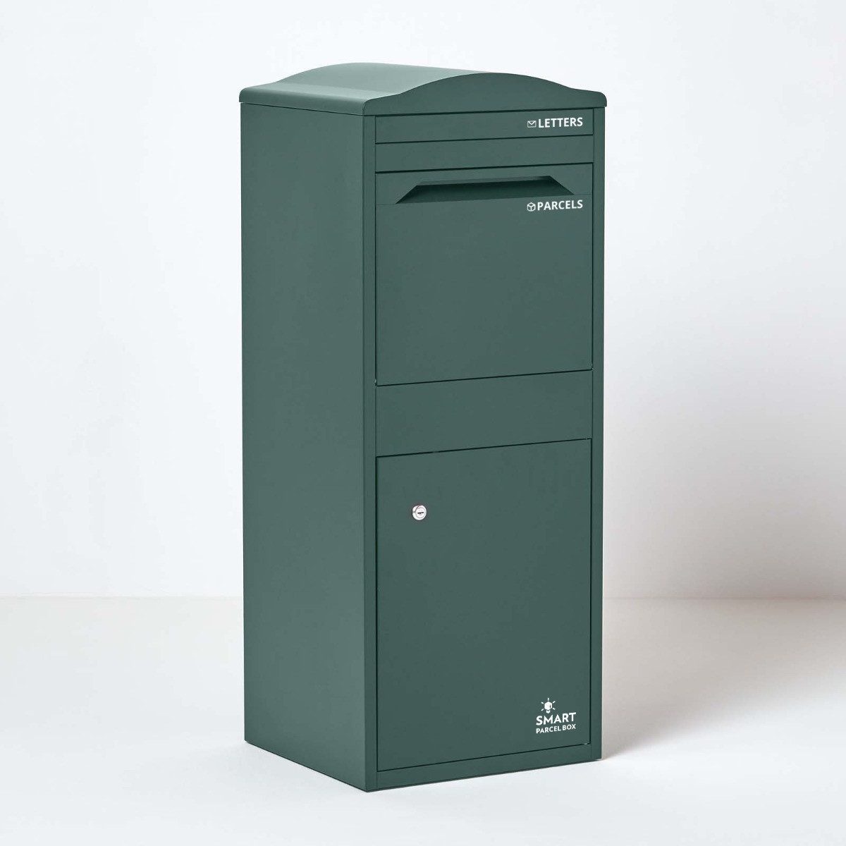 Smart Parcel Box Paketbriefkasten Großer Paketbriefkasten mit gebogenem Dach, Entnahme vorne, grün