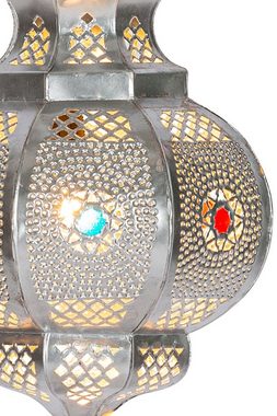 Marrakesch Orient & Mediterran Interior Deckenleuchte Orientalische Lampe Pendelleuchte Amadou Silber 35cm