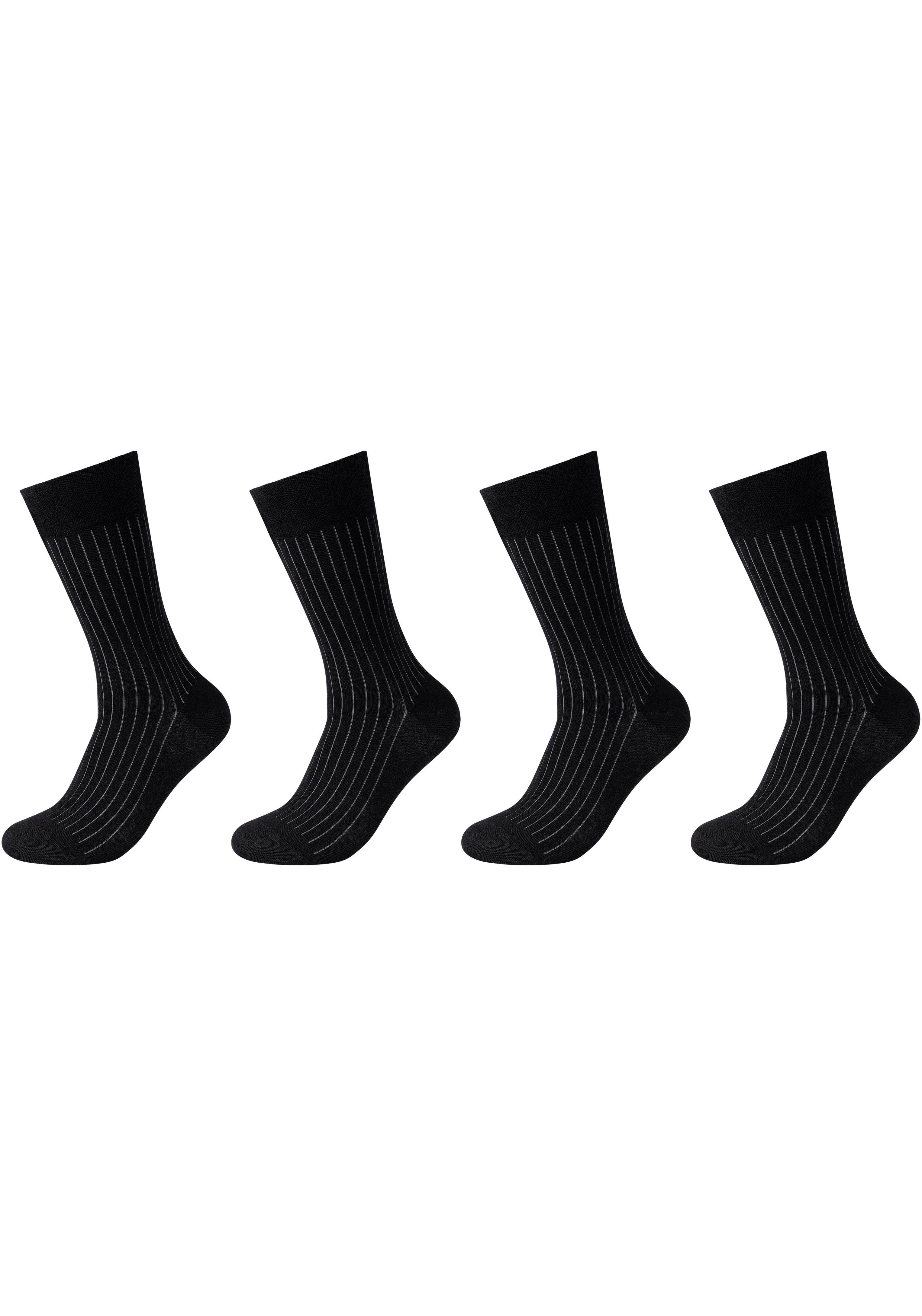 Camano Socken (Packung, 4-Paar) Elegante Optik: feine, zweifarbige  Rippstruktur | Lange Socken