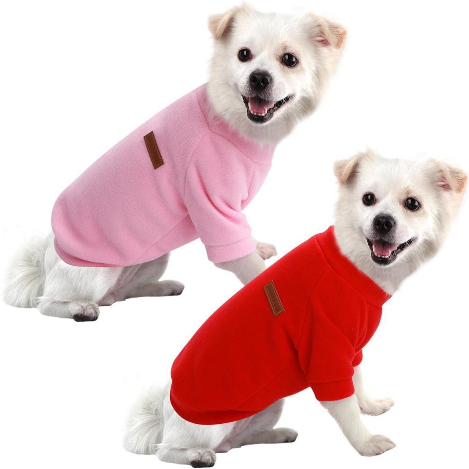 LuxusKollektion Hundepullover Hundepullover Fleece Rot/Rosa XS 2er-Pack