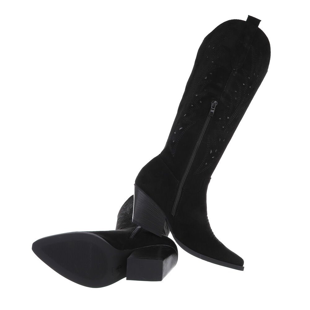 Ital-Design Stylische Damen Stiefel mit Cut-Out-Design und Absatz Westernst günstig online kaufen
