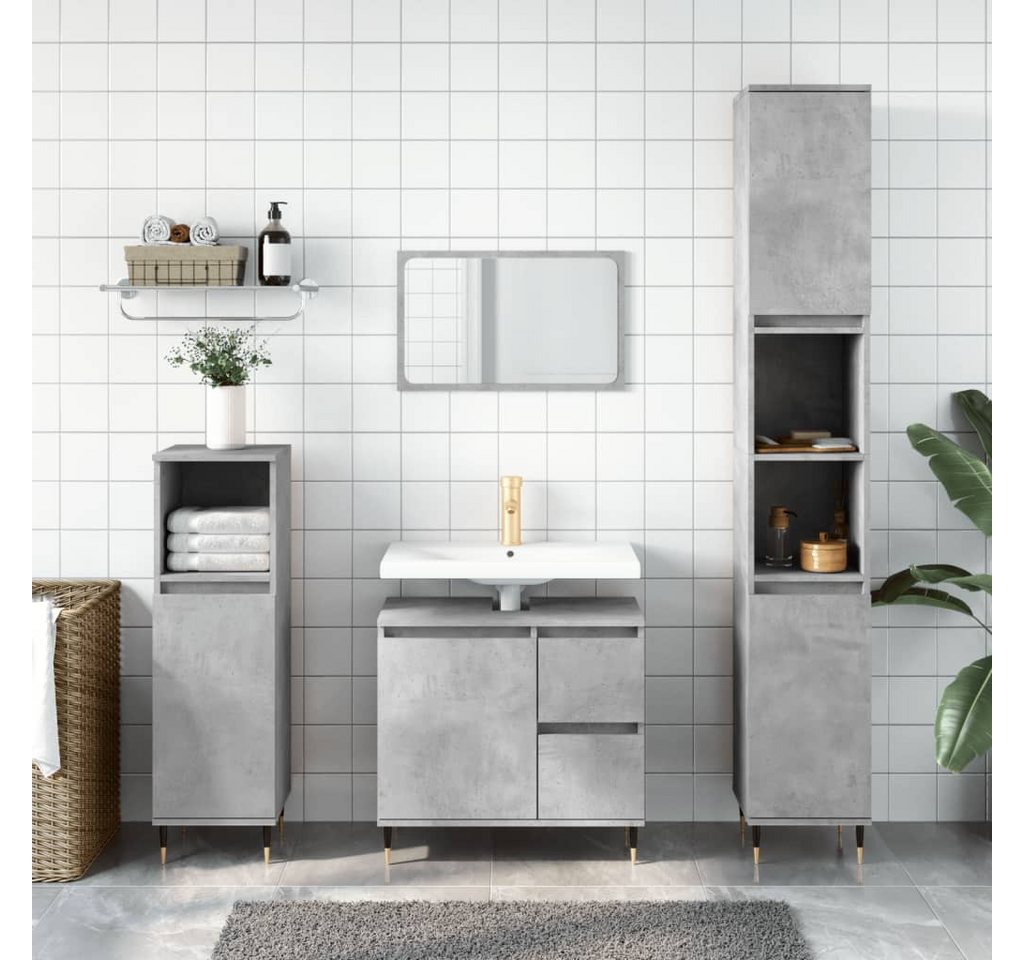 Thumbnail - vidaXL Waschtisch Badschrank Betongrau 30x30x190 cm Spanplatte