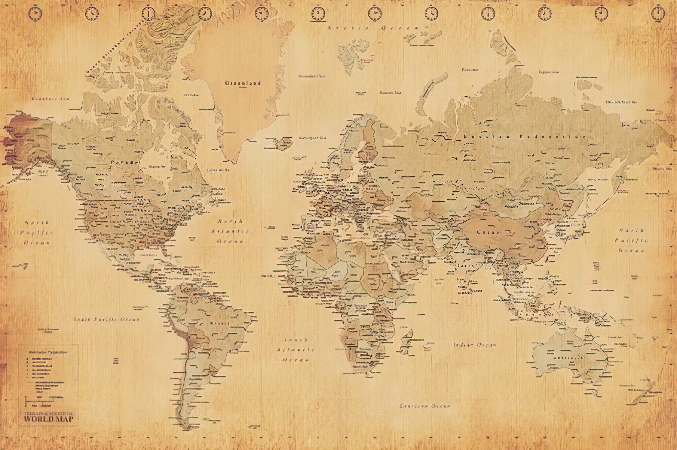 PYRAMID Poster Weltkarte Poster (Worldmap Vintage Style) 91,5 x 61 cm