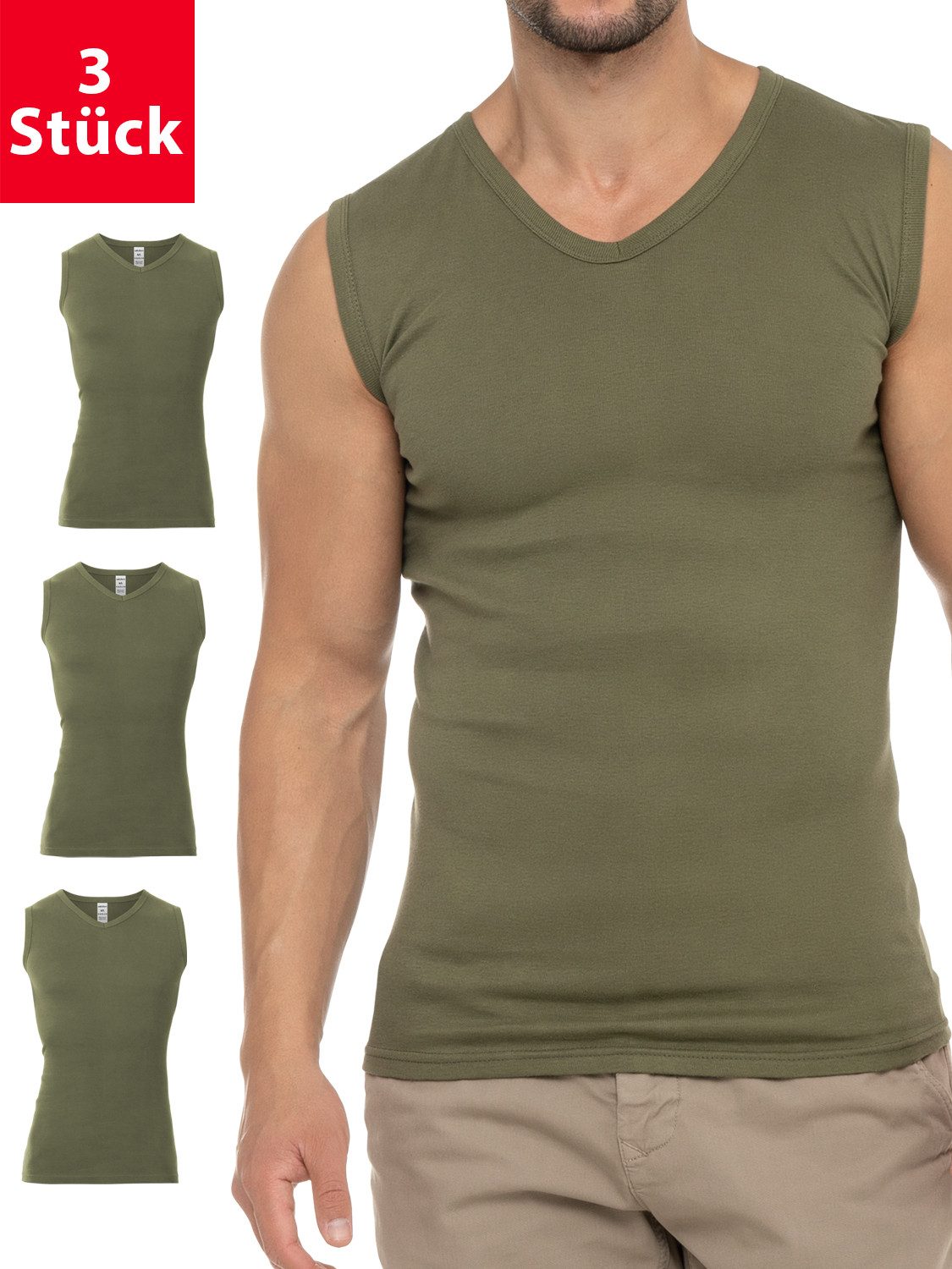 celodoro Unterhemd Herren Business Muskelshirt V-Neck (3er Pack) Muscle Shirt