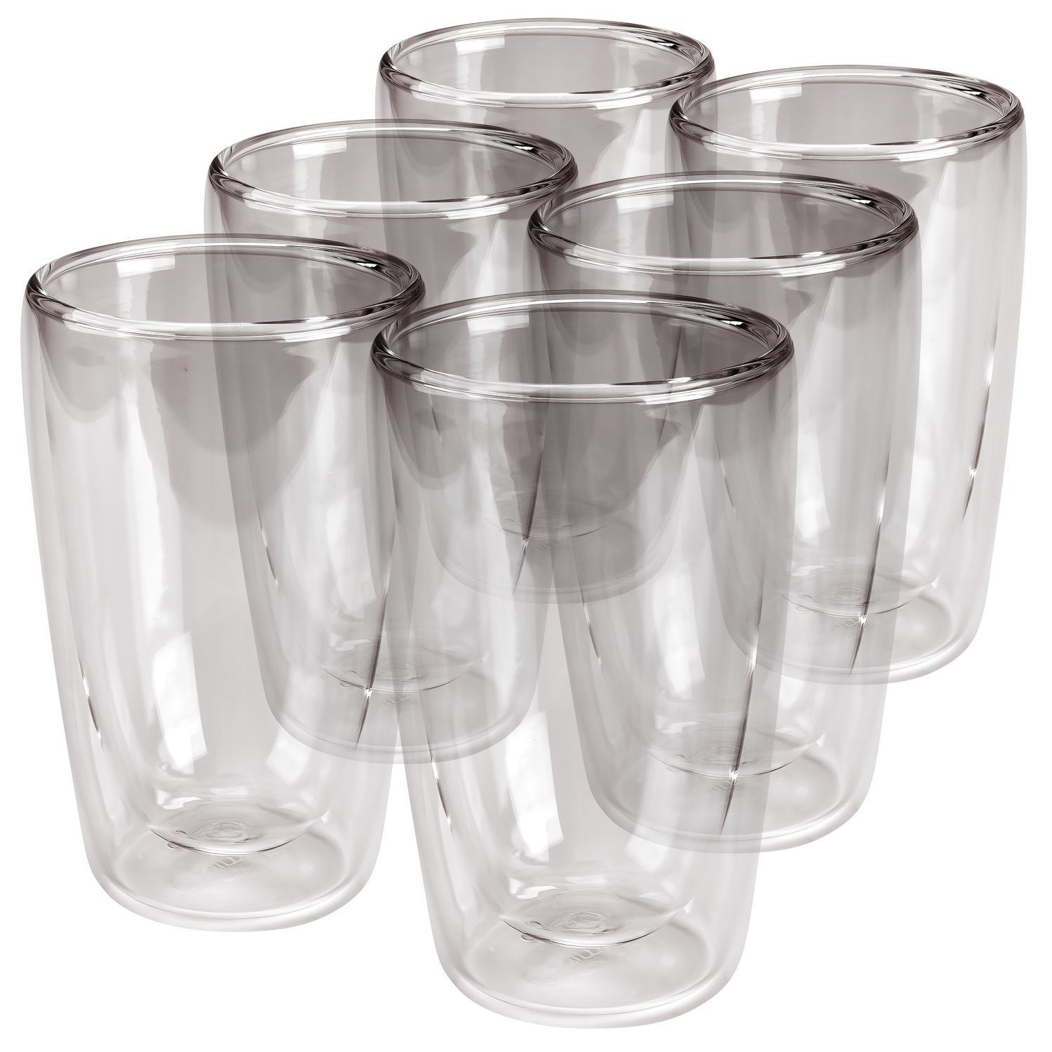 Dimono Latte-Macchiato-Tasse Doppelwandiges Trinkglas 450ml – Latte-Macchiatogläser Borosilikat Set, 6-tlg., Borosilikat-Glas, Wasser- Longdrink- & Cocktailgläser