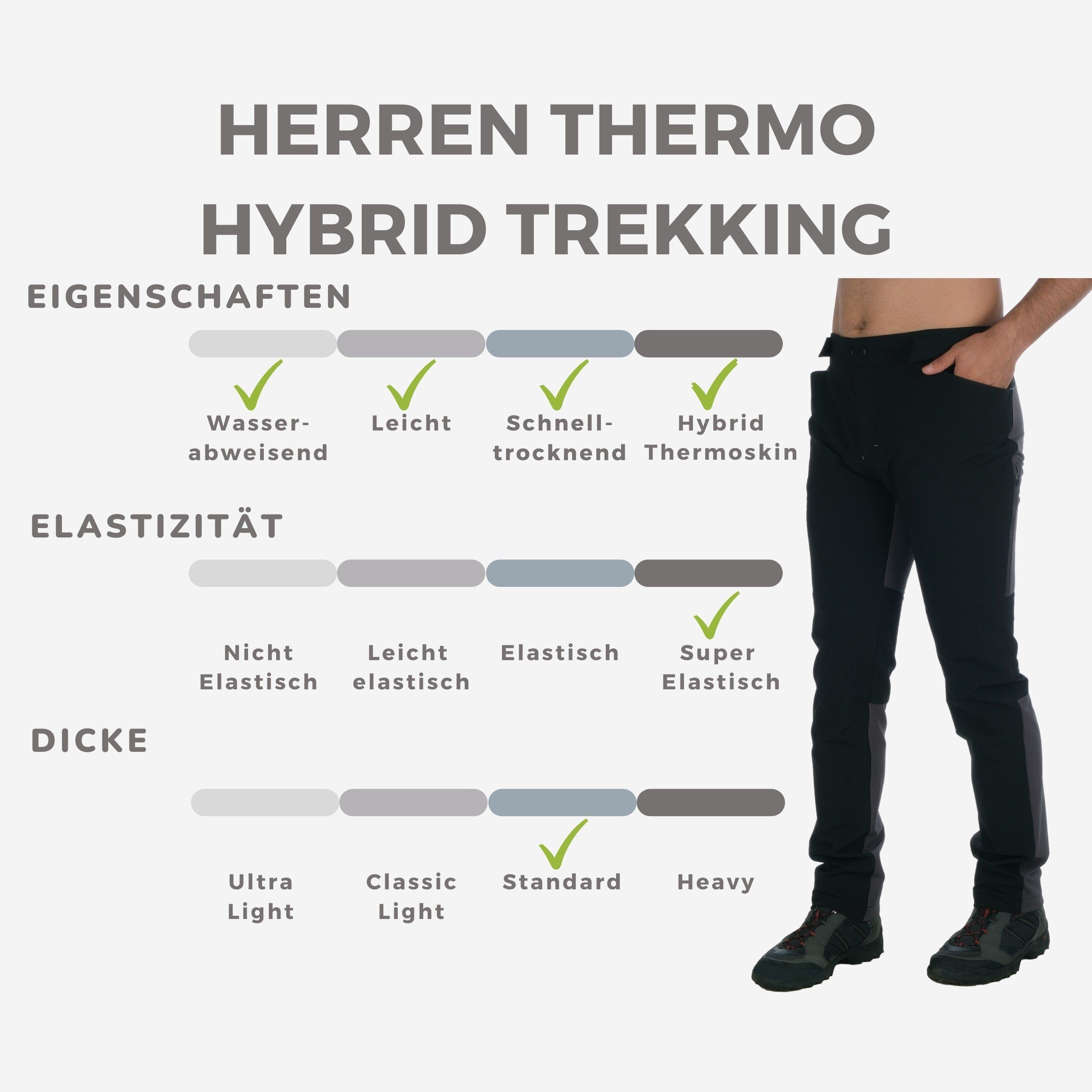 Herren Black Trekkinghose 50 Outdoor Winter Hose Thermo Kaymountain Hybrid Corvara Wander