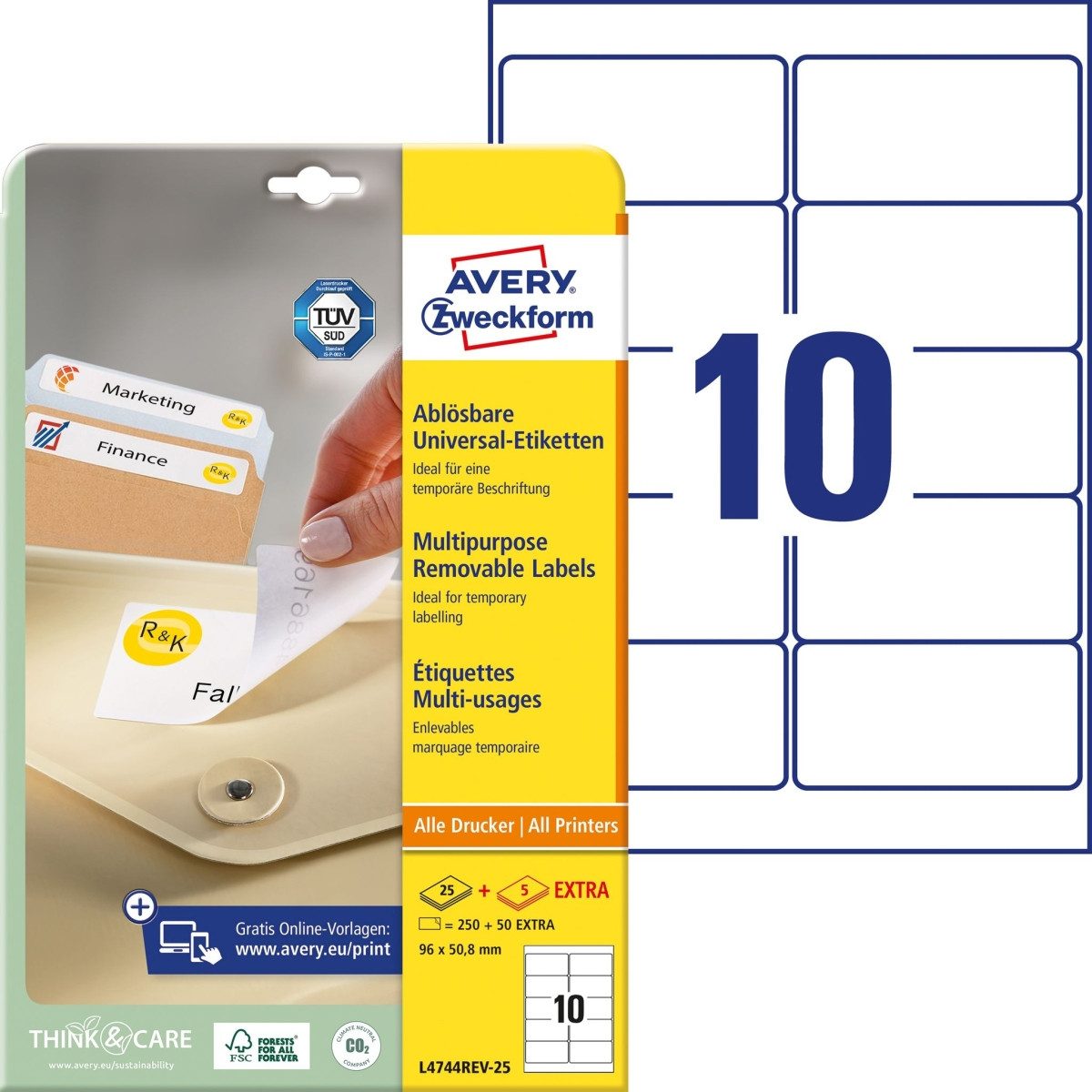 Etiketten Etiketten Inkjet/Laser/Kopier 96x50,8mm weiß VE=300 Stück
