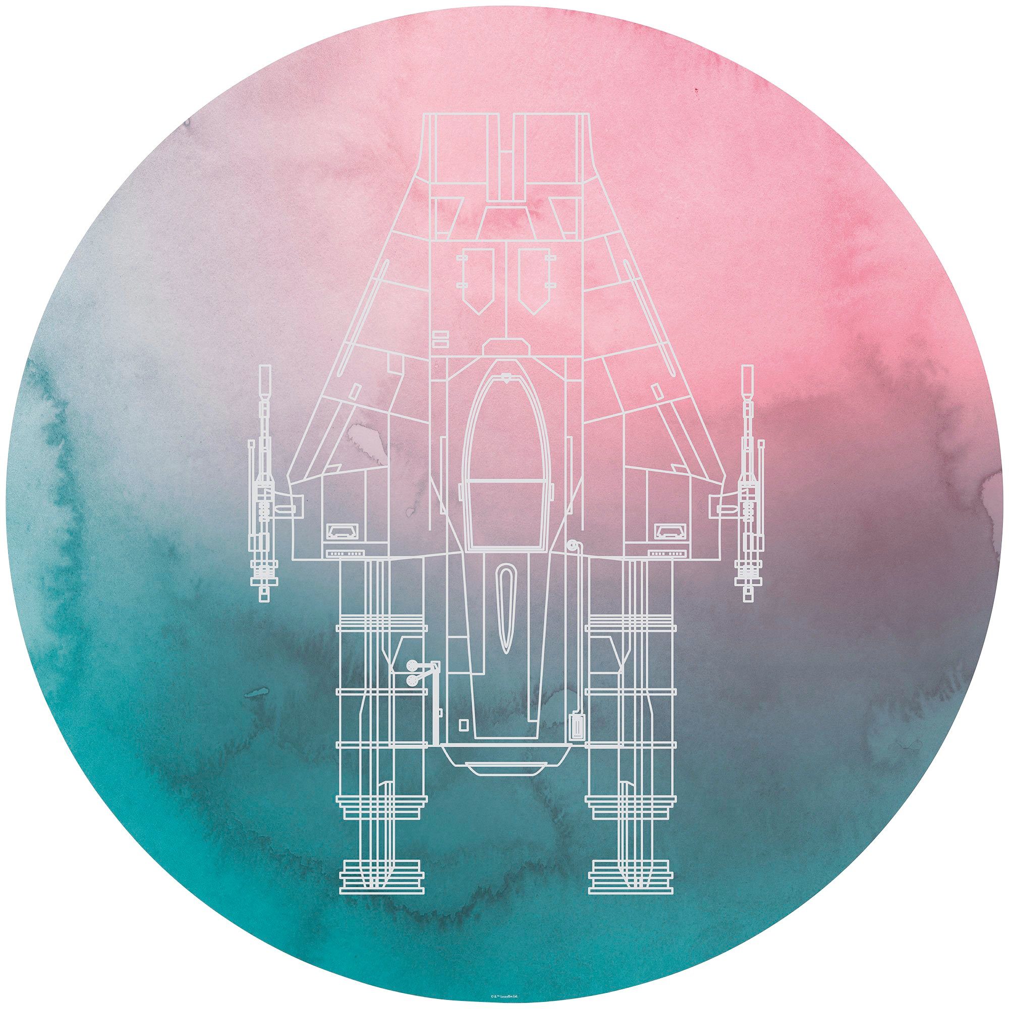 Komar Fototapete Vlies selbstklebend - Star Wars A-Wing - Размер 125 x 125 cm, glatt, bedruckt, Kinderzimmer