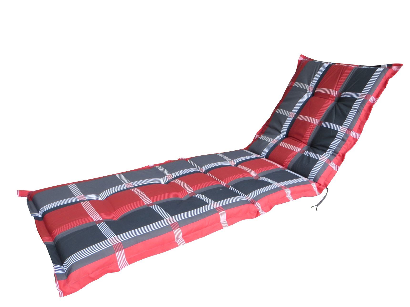 Madison Liegenauflage B 253 rot kariert 200x60 cm Polster für Liege Kissen Polster, (1 Auflage, 1 St., 1 Auflage), für Gartenliegen