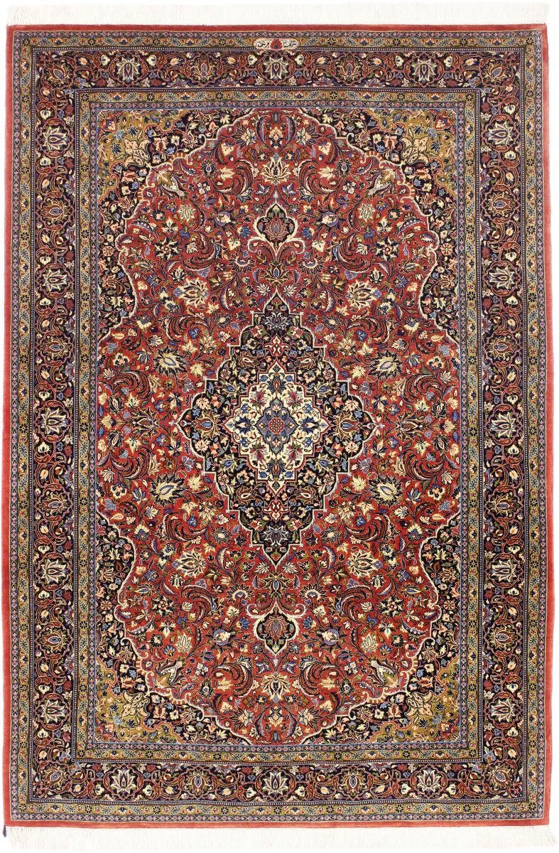 6 Orientteppich rechteckig, 133x193 mm Trading, Handgeknüpfter, Ilam Farsh Höhe: Nain Seidenkette Isfahan Sherkat