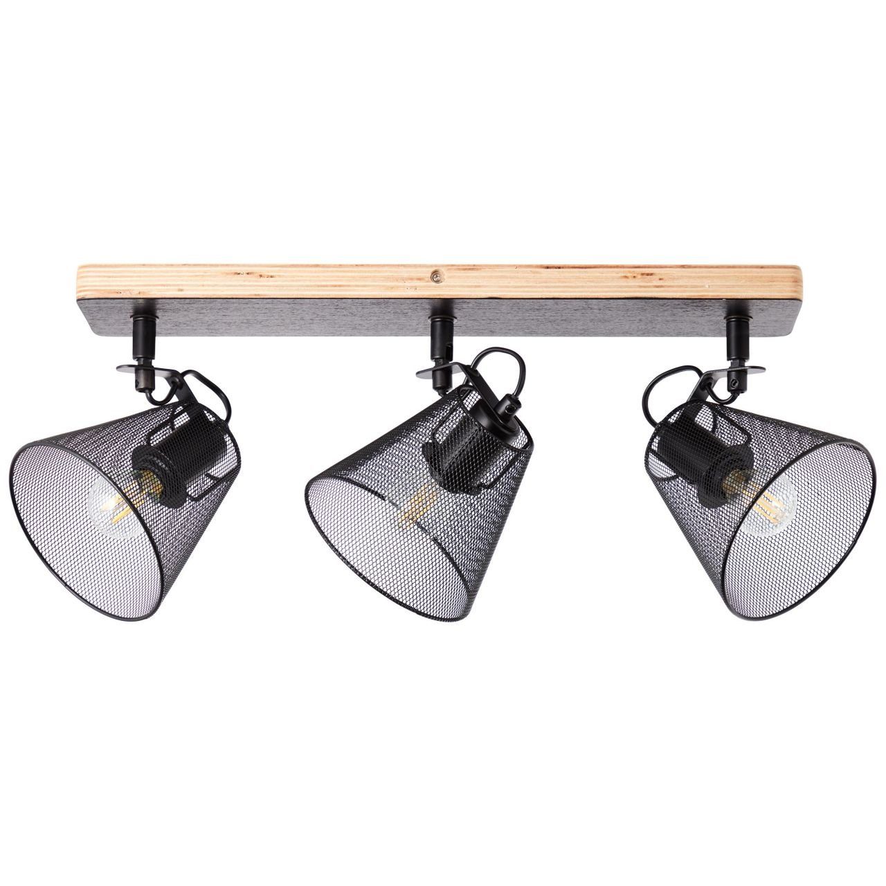 Brilliant Deckenleuchte Whole, D45 3flg schwarz/holzfarbend, 3x Metall/Holz, Lampe, Spotbalken Whole